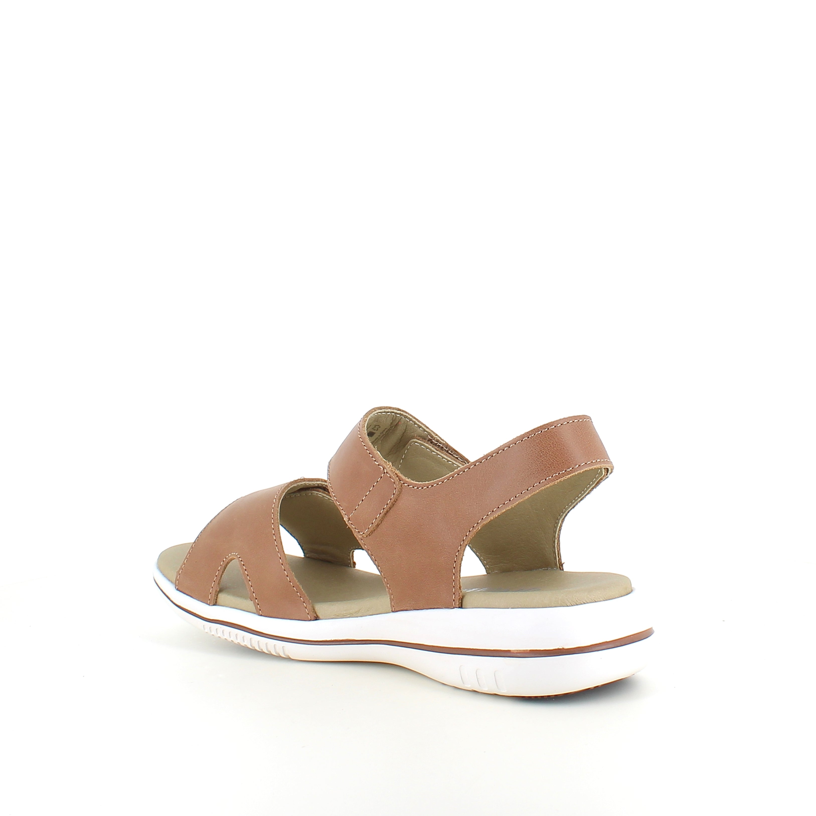 Green Comfort Leaf sandal – lys brun skinnsandal med svangstøtte og borrelås