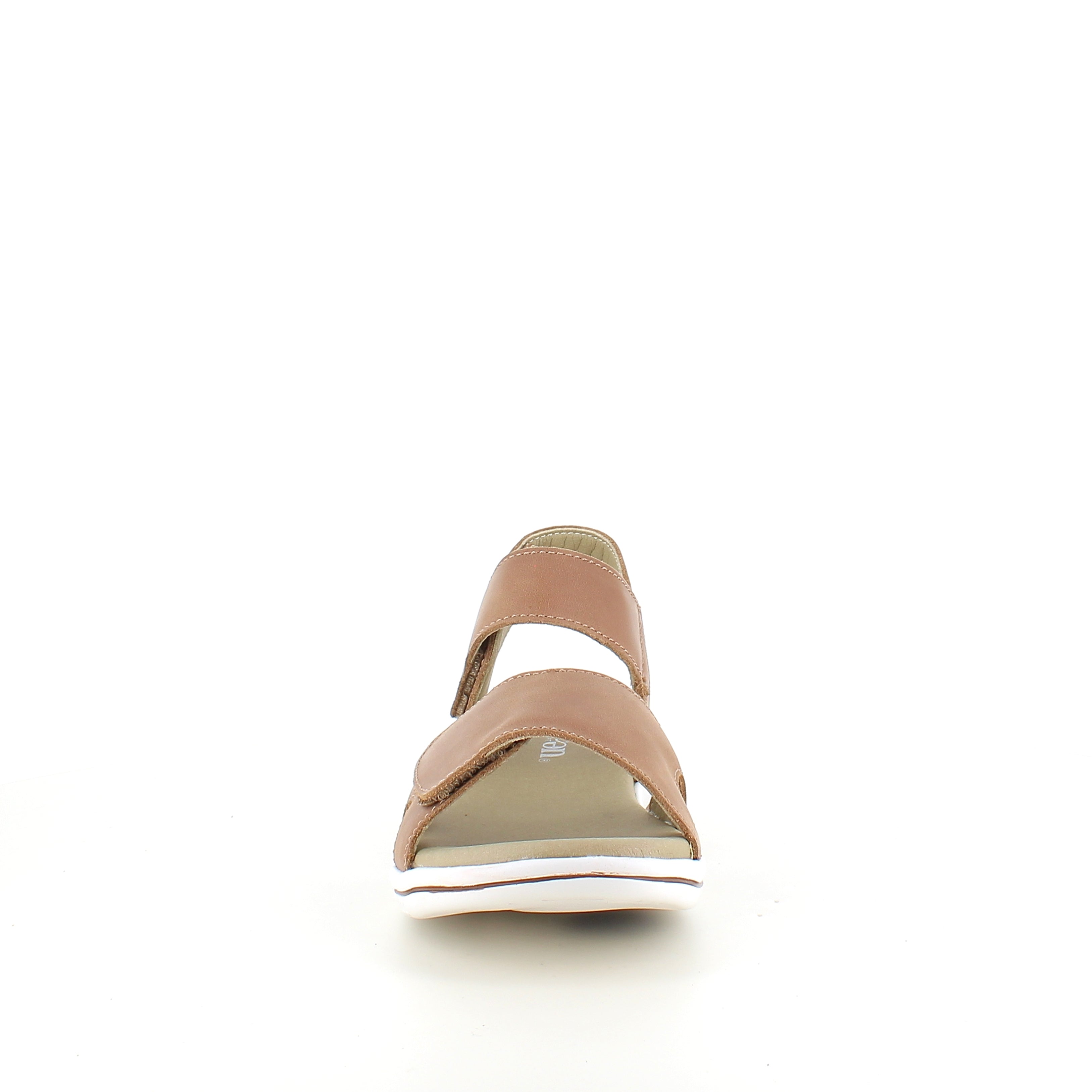 Green Comfort Leaf sandal – lys brun skinnsandal med svangstøtte og borrelås