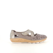Rieker beige lukket sandal med borrelås og blomstermønster