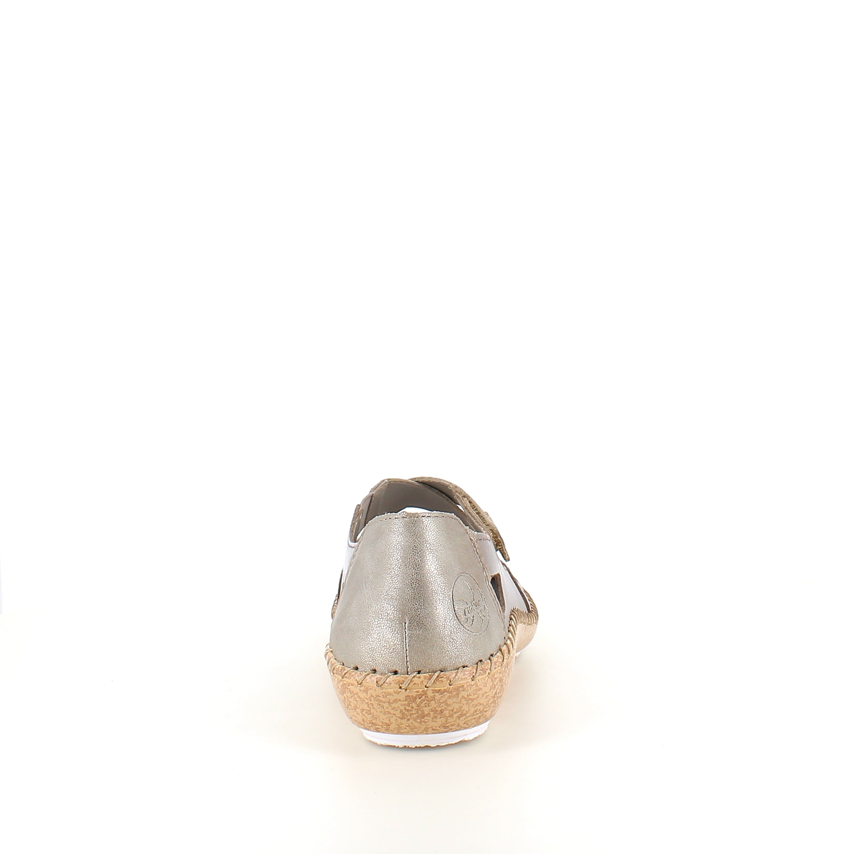 Rieker beige lukket sandal med borrelås og blomstermønster