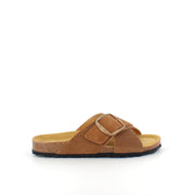 Brun slip-on sandal med dobbel rem – komfortsandal med støtte | Sykepleiebutikk.no
