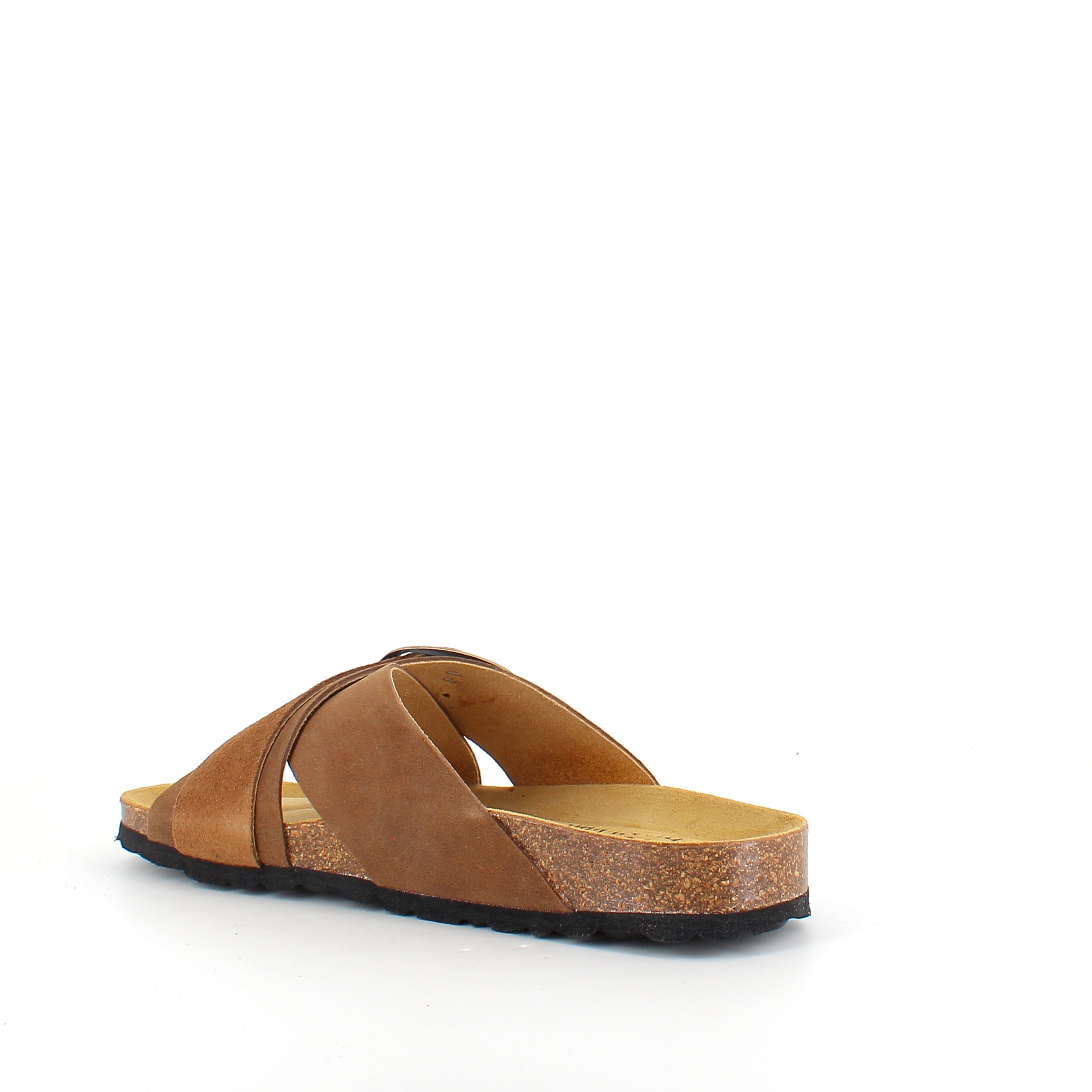 Brun slip-on sandal med dobbel rem – komfortsandal med støtte | Sykepleiebutikk.no