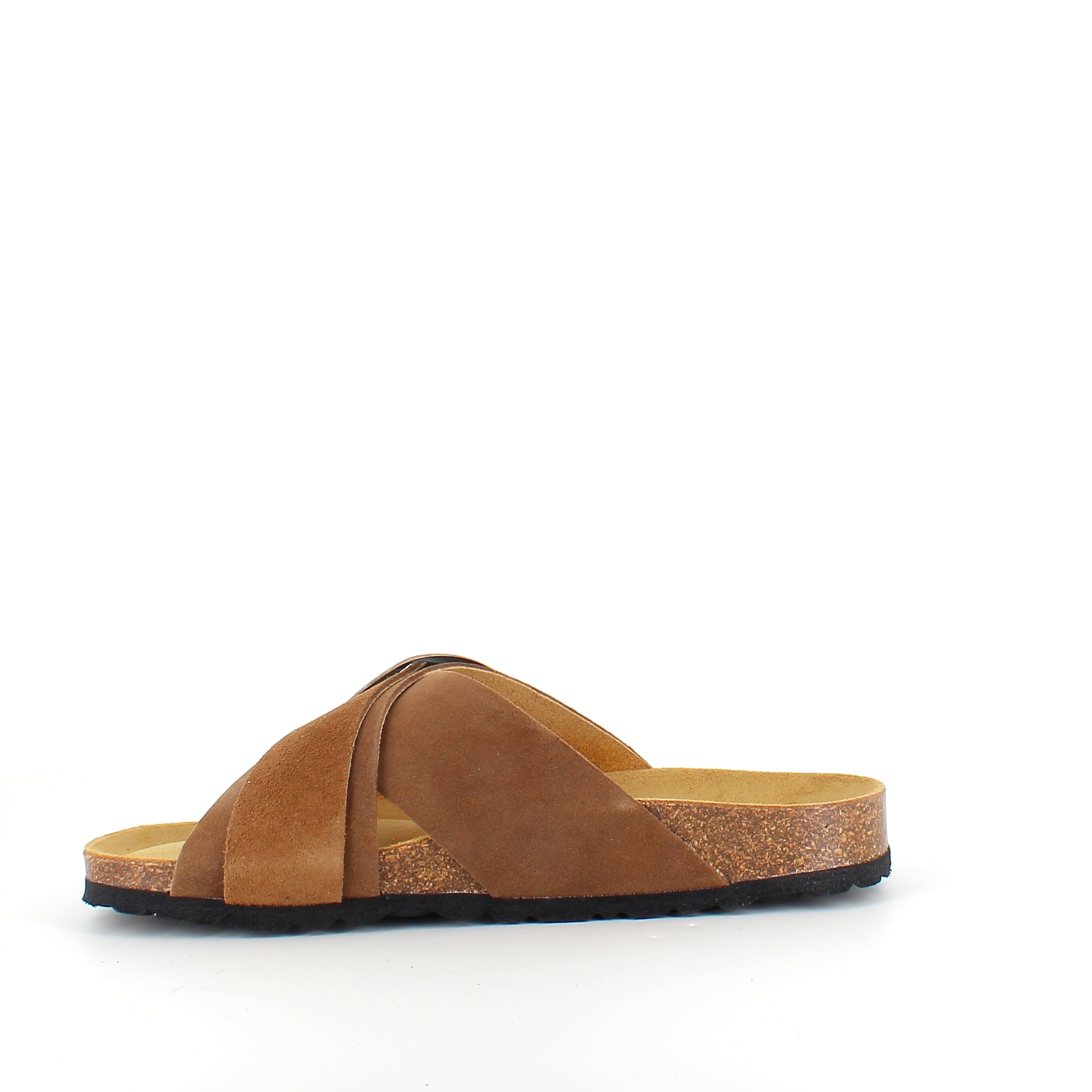 Brun slip-on sandal med dobbel rem – komfortsandal med støtte | Sykepleiebutikk.no