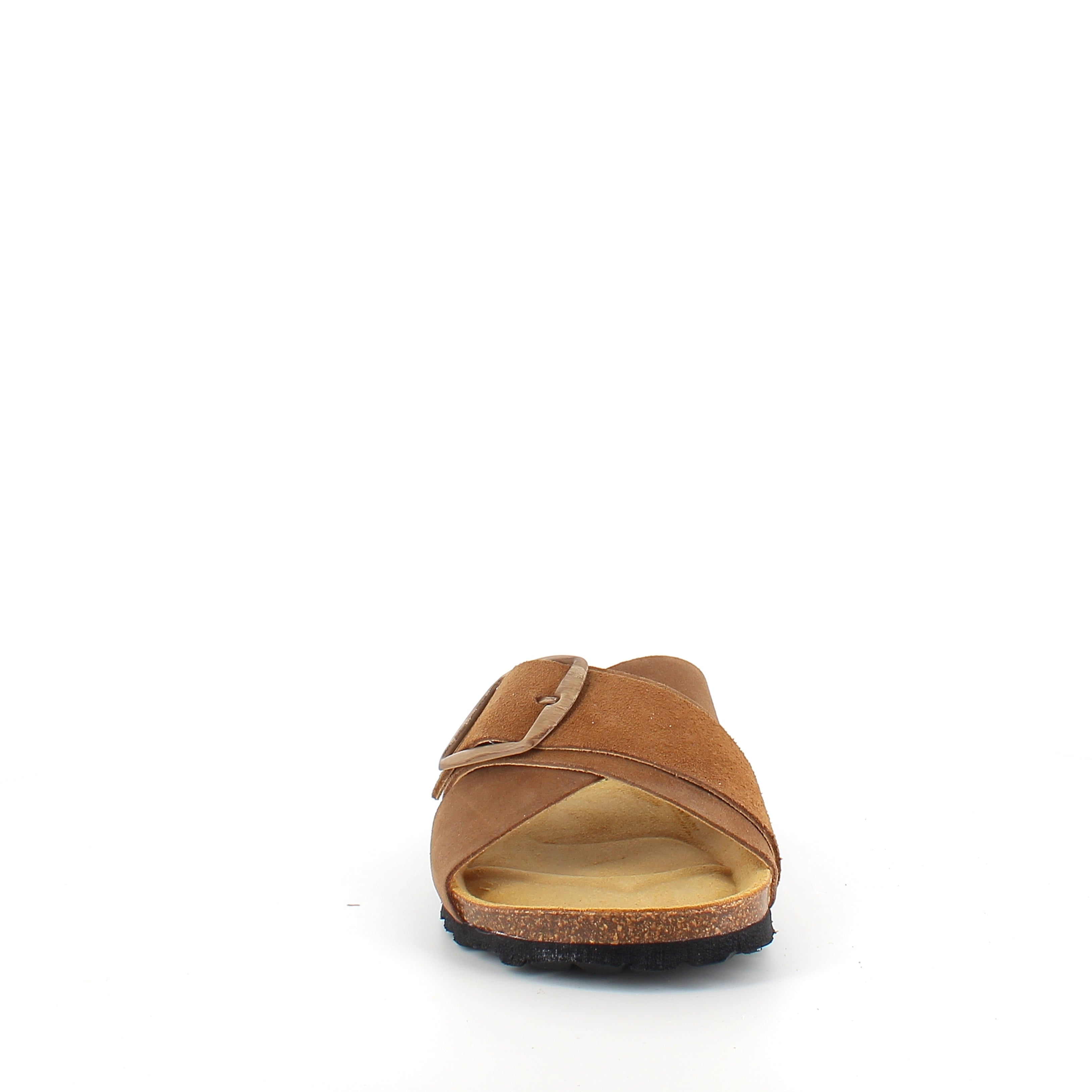Brun slip-on sandal med dobbel rem – komfortsandal med støtte | Sykepleiebutikk.no