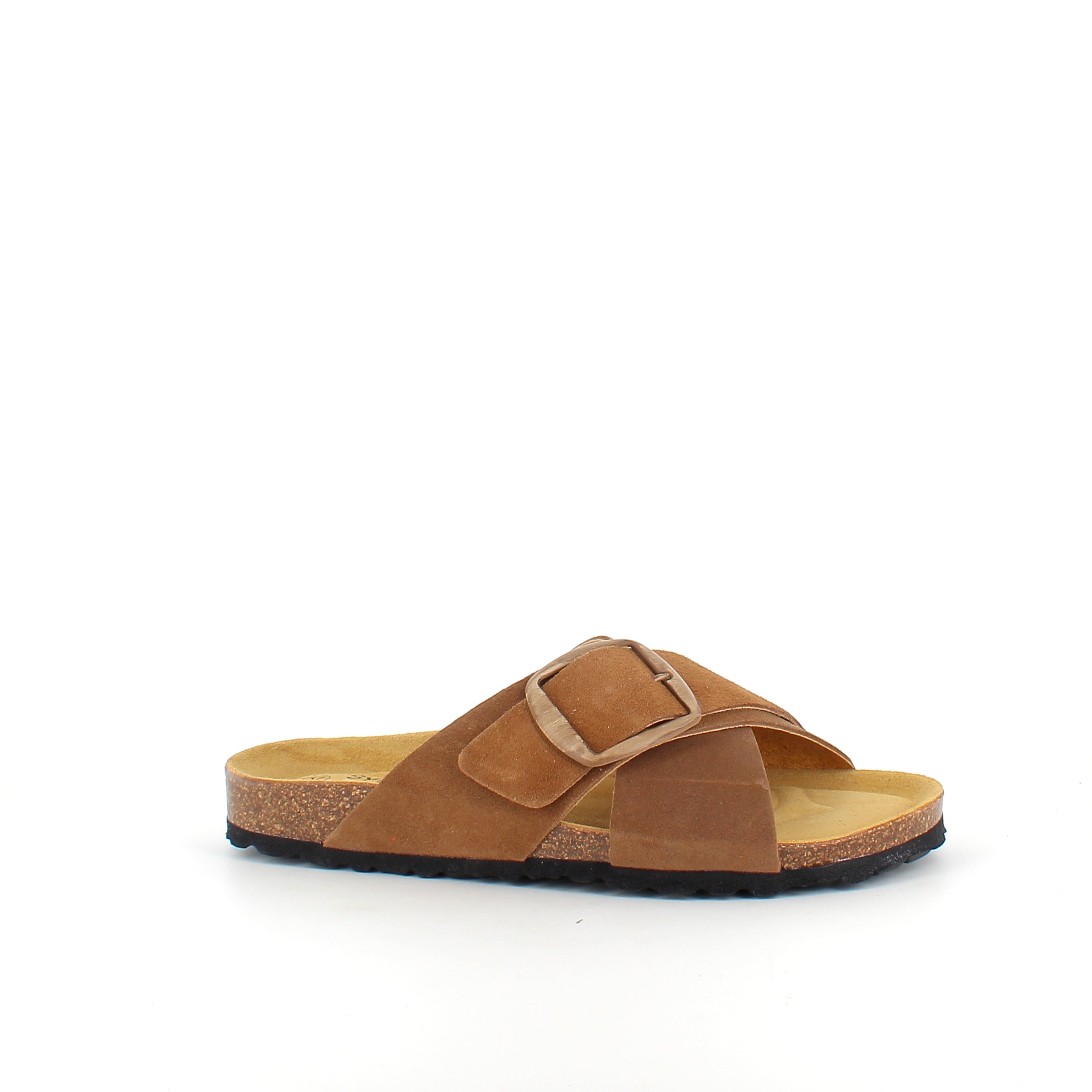 Brun slip-on sandal med dobbel rem – komfortsandal med støtte | Sykepleiebutikk.no