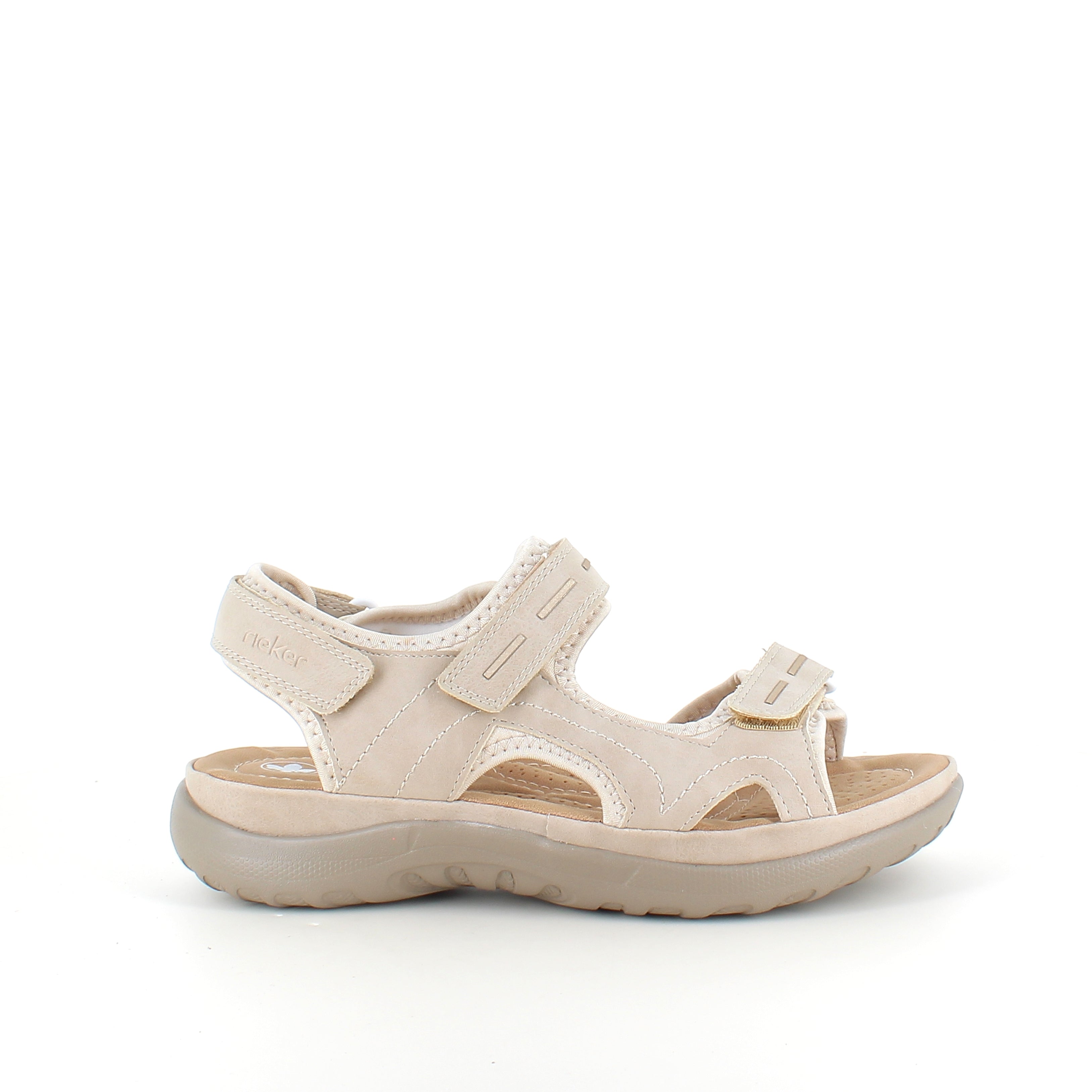 Beige Rieker damesandal – justerbar komfort med myk såle & svangstøtte