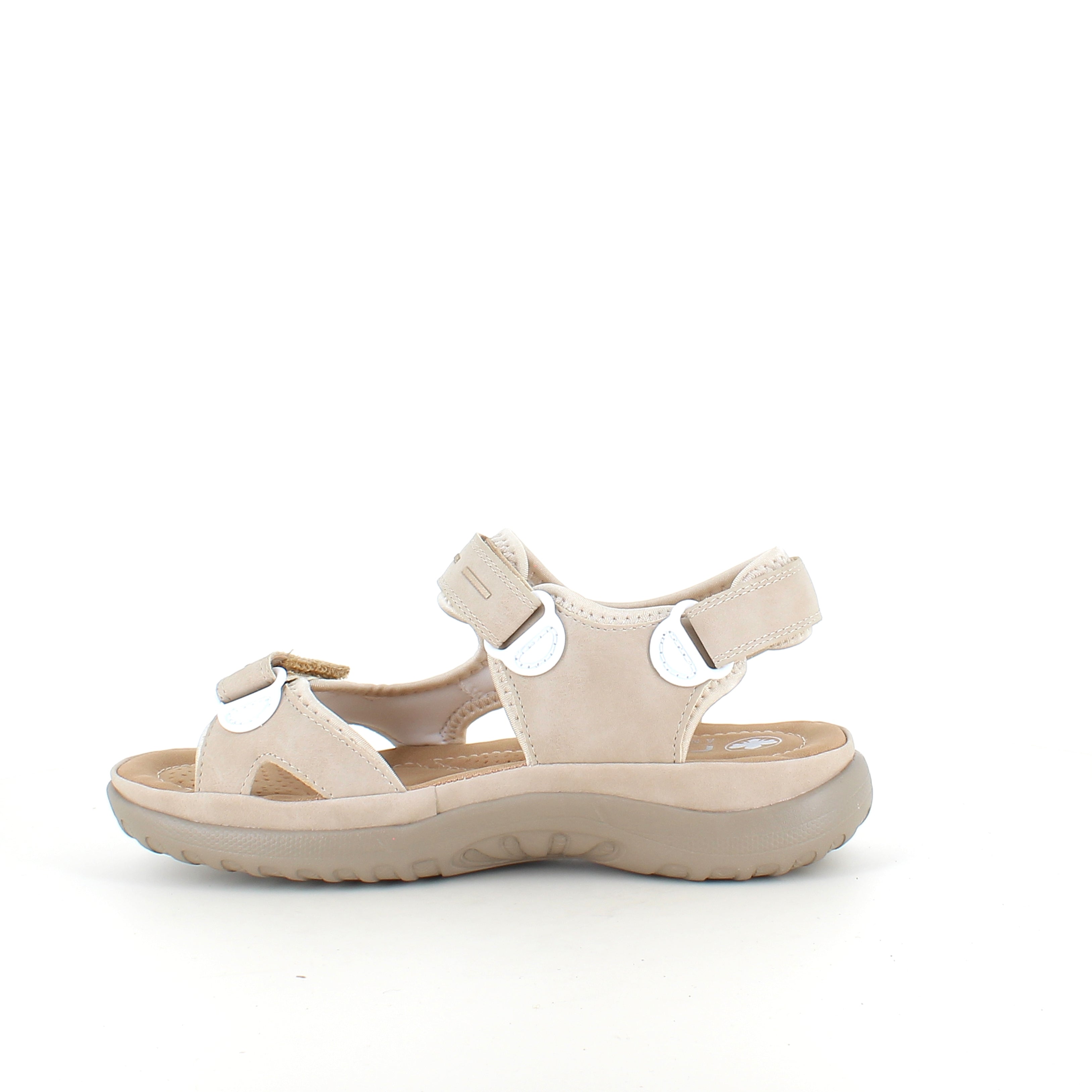 Beige Rieker damesandal – justerbar komfort med myk såle & svangstøtte