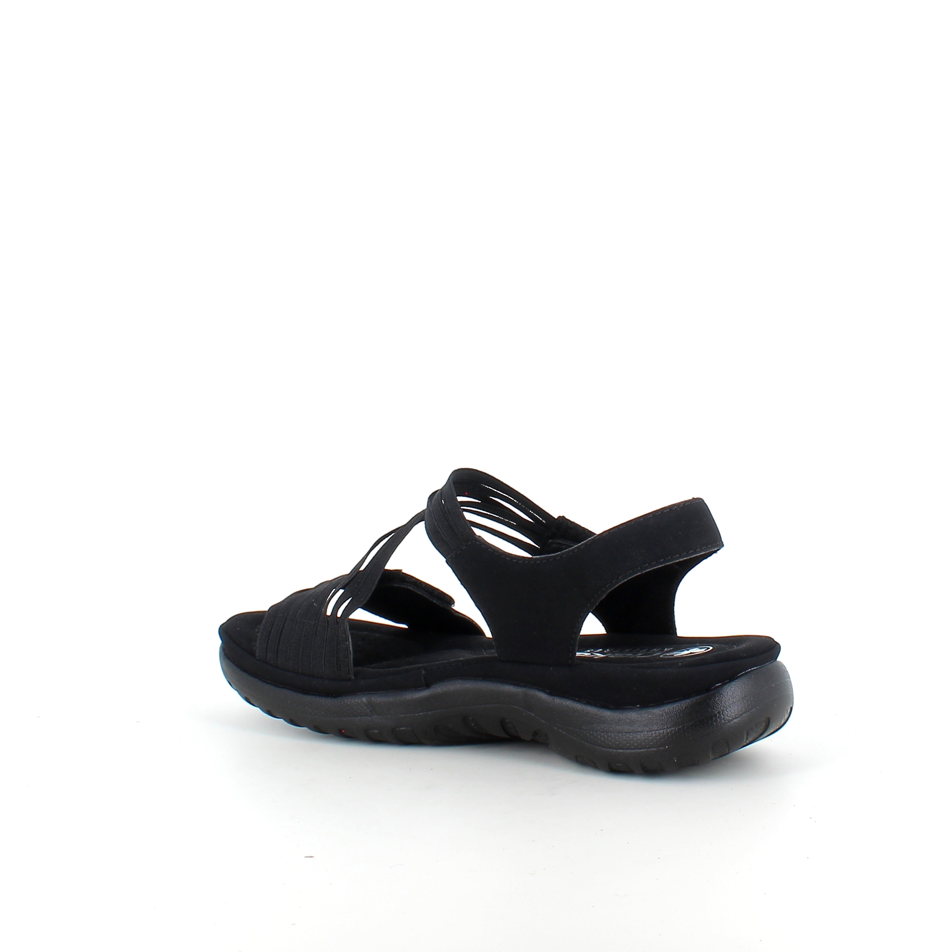 Rieker sandal i svart til dame – lett komfort med myk innersåle & fleksible remmer