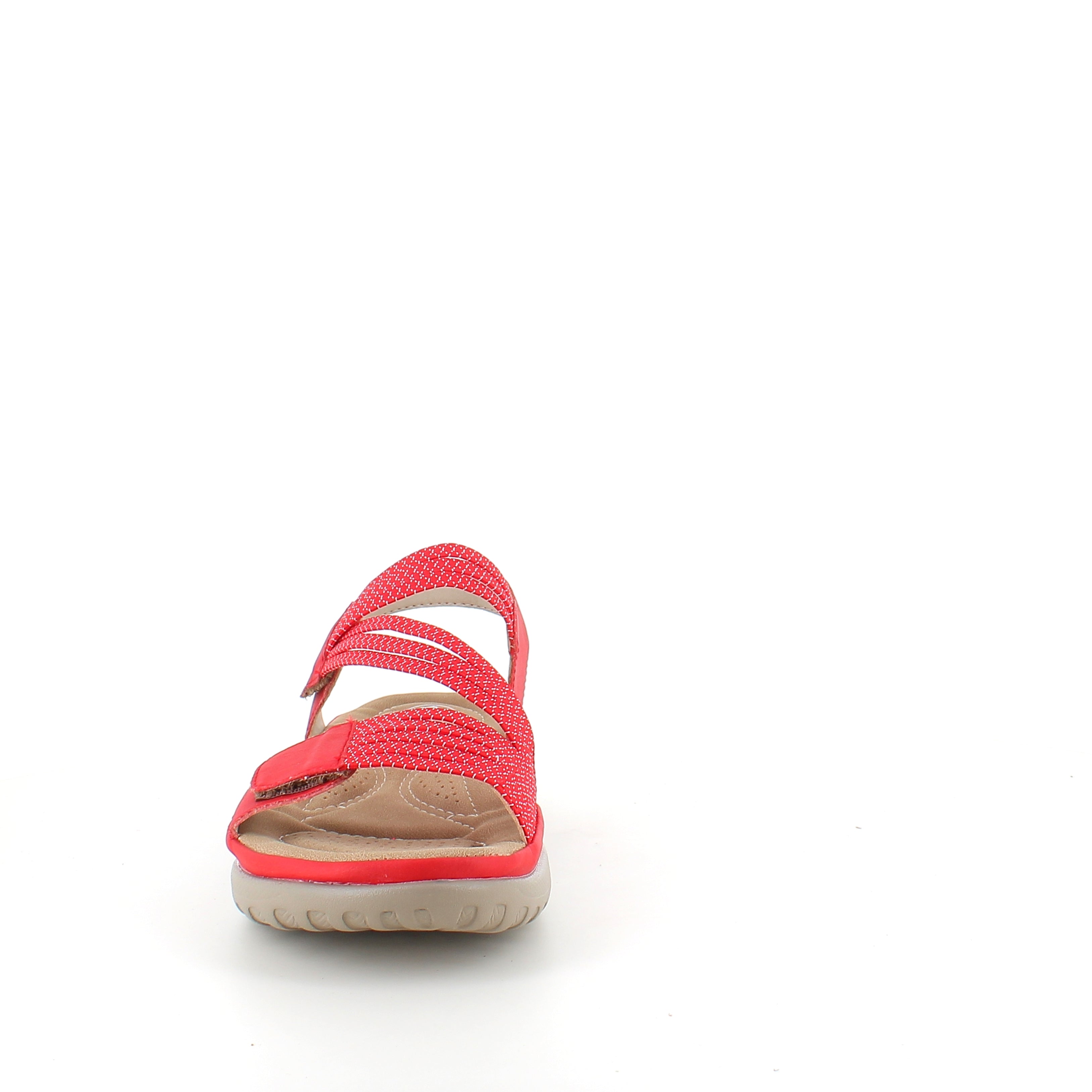 Rieker sandal i rød til dame – lett komfort med myk innersåle & fleksible remmer