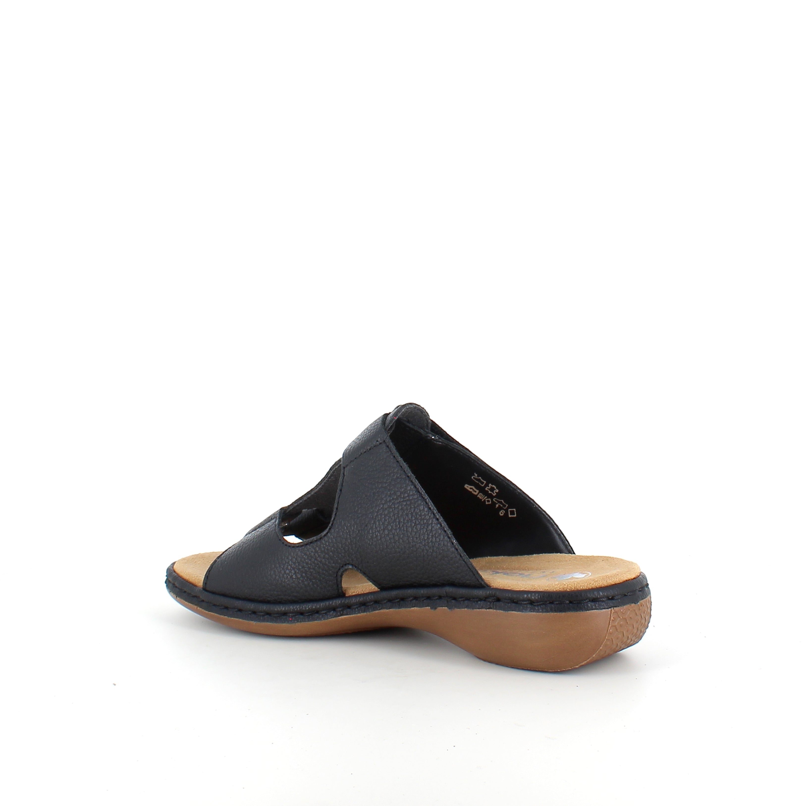 Rieker sandal i svart til dame – elegant slip-on med myk Antistress-komfort