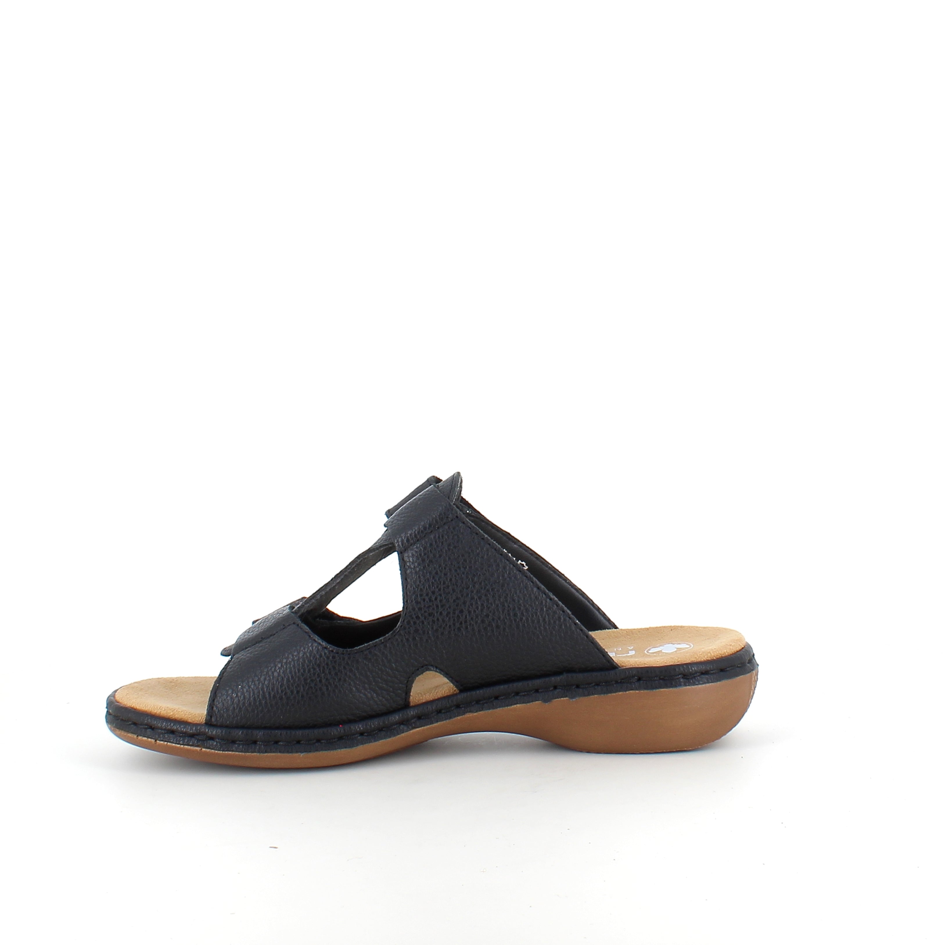 Rieker sandal i sort til dame – elegant slip-on med myk Antistress-komfort