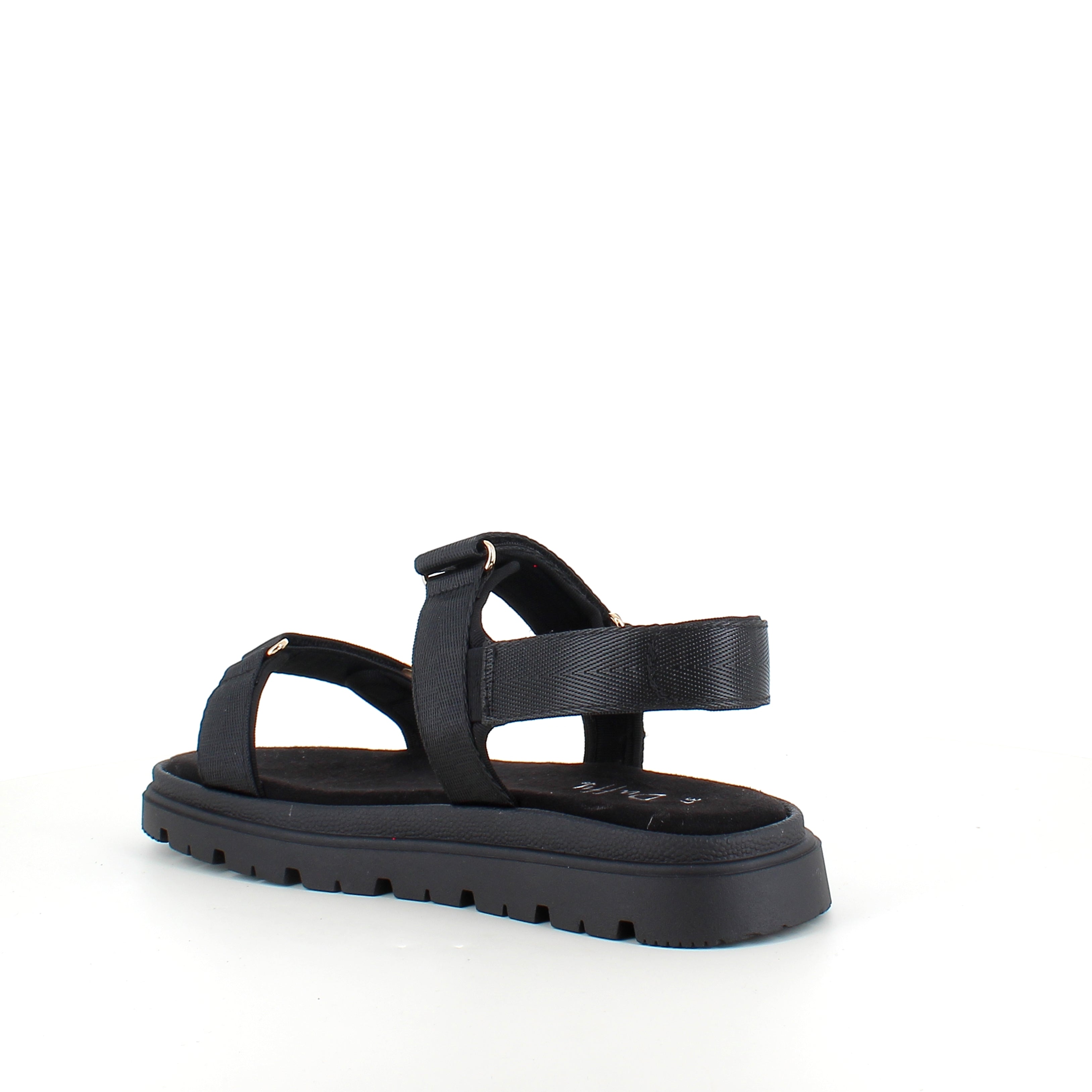 Svart sandal med justerbare remmer og komfortabel såle