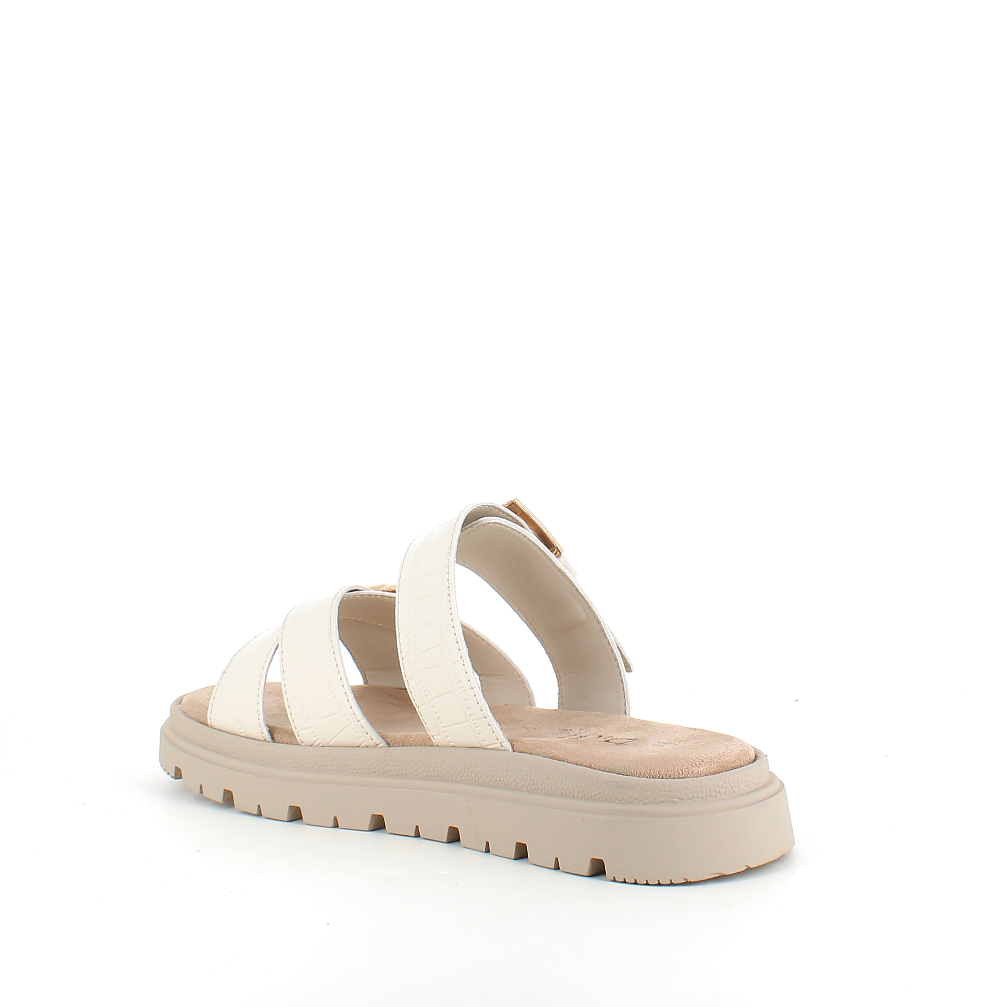 Beige komfortabel sandal med justerbare reimer og stabil såle