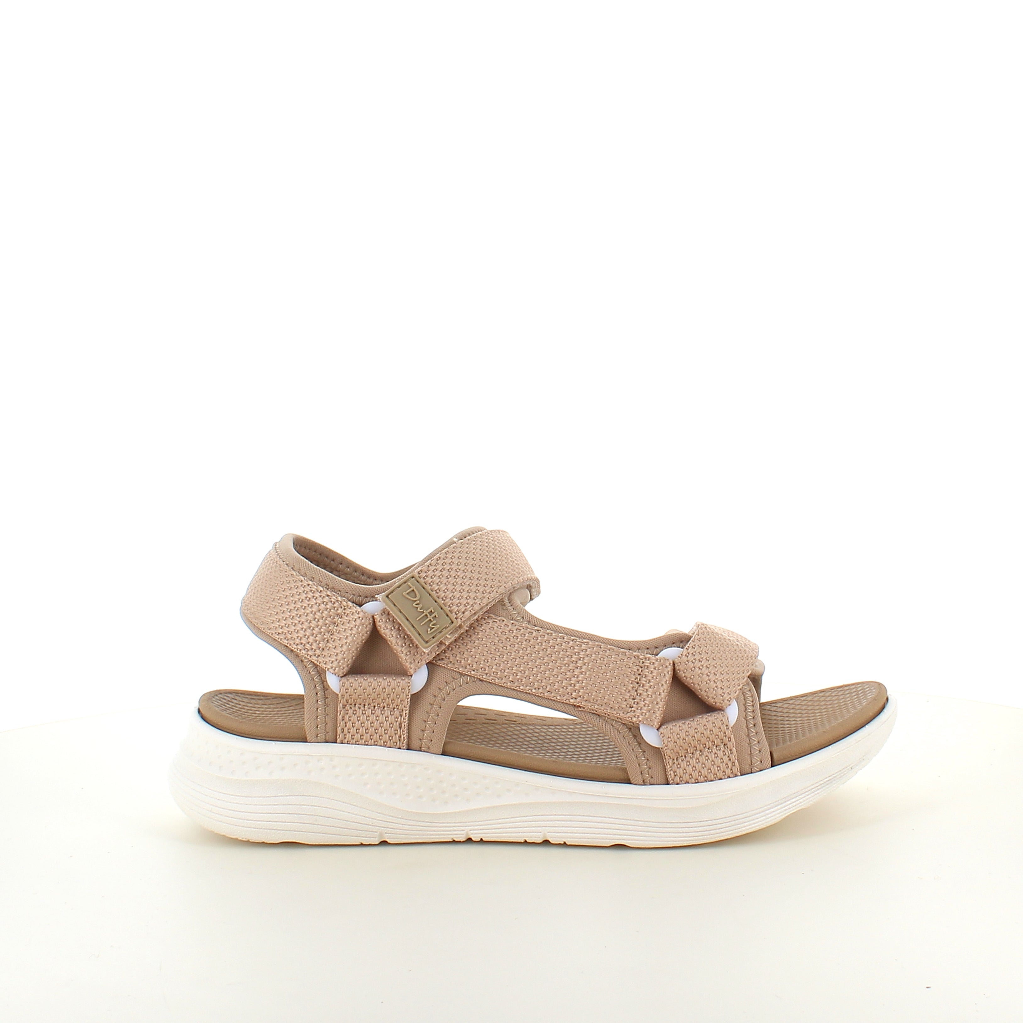 Taupe komfortabel sandal med justerbare remmer og lett støtdemping