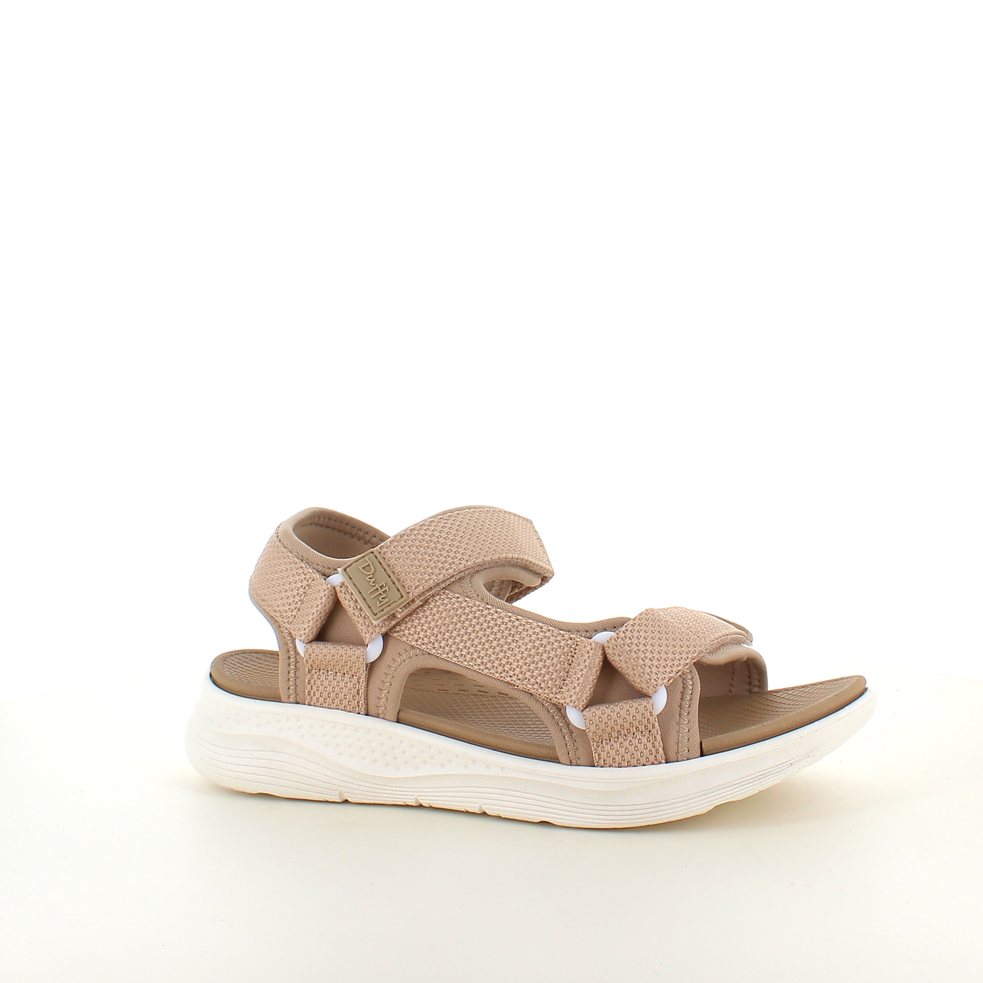 Taupe komfortabel sandal med justerbare remmer og lett støtdemping