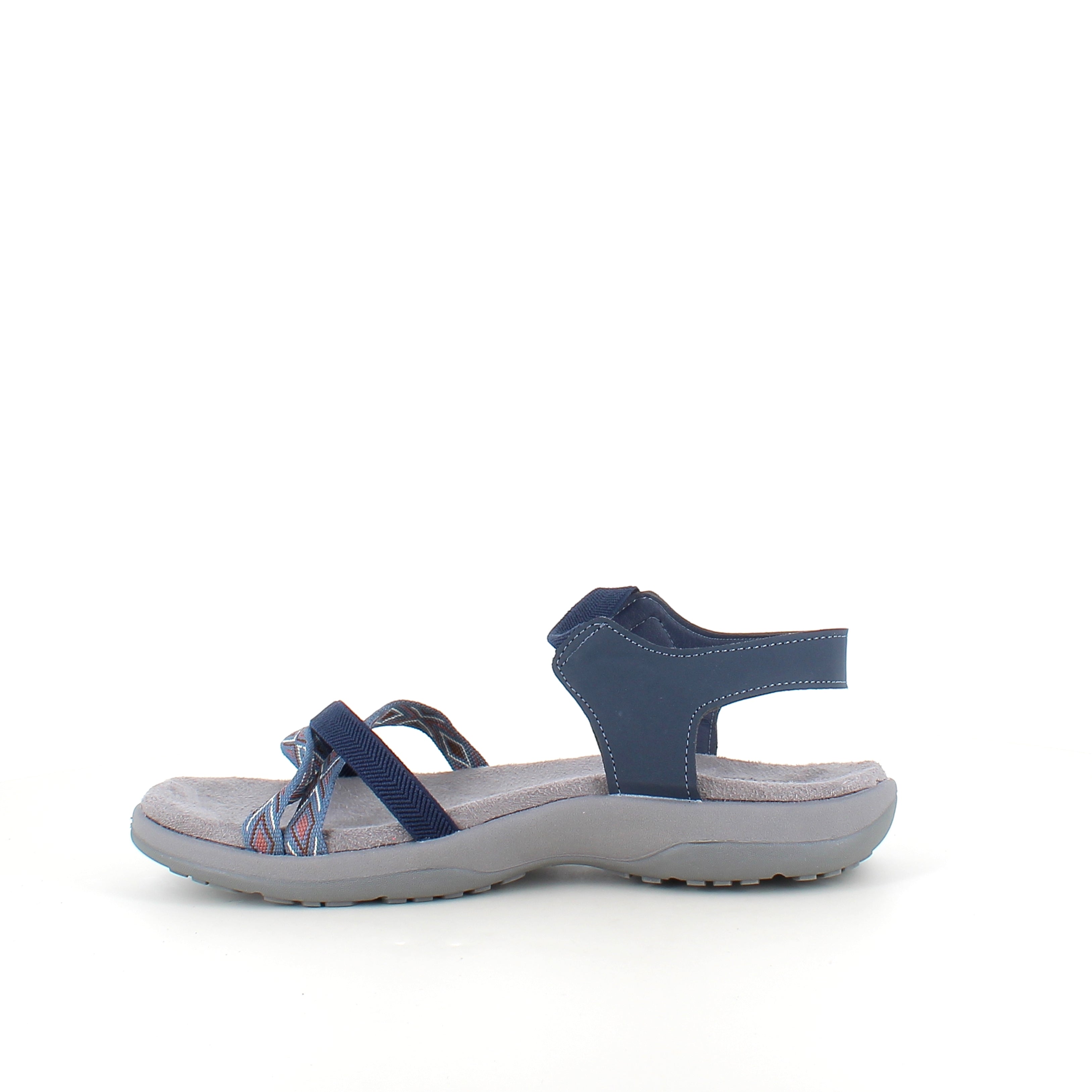 Navy sandal med elastiske remmer og velcro – rolig, maritim stil
