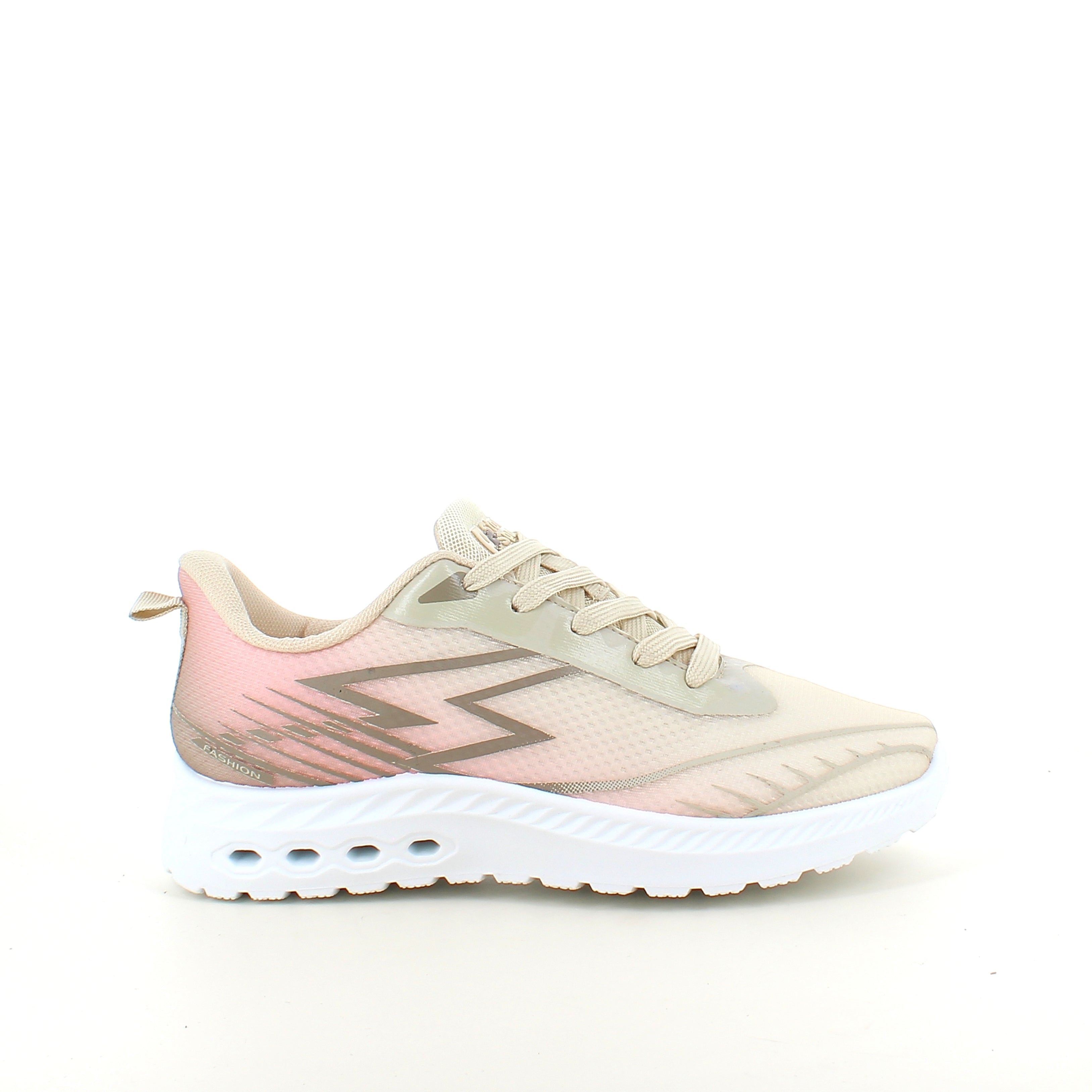 Beige lette sneakers i mesh med støtdempende såle