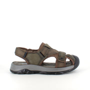 Lukket herresandal i softshell – mørkegrønn sandal med justerbare remmer