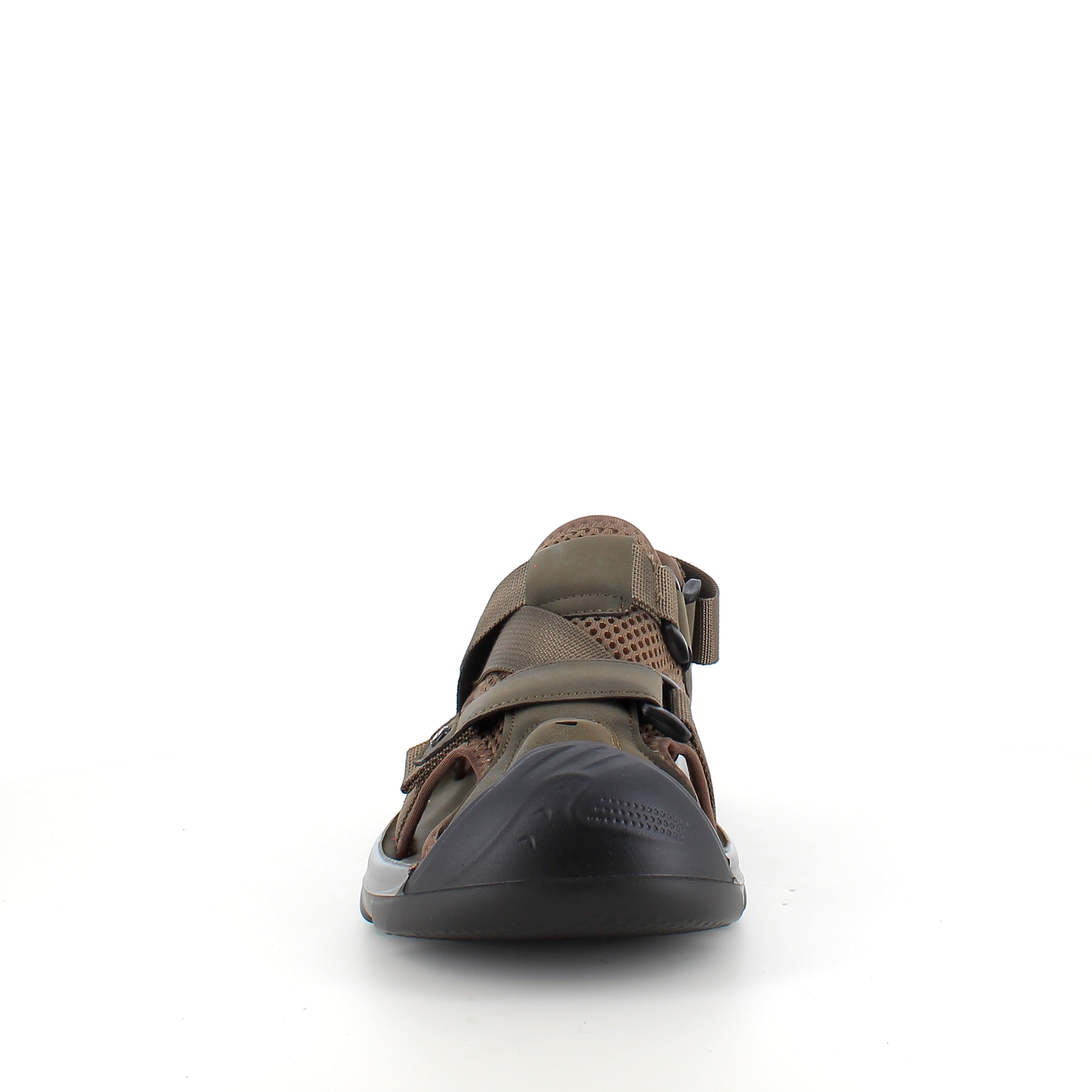 Lukket herresandal i softshell – mørkegrønn sandal med justerbare remmer