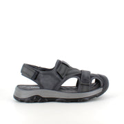 Lukket herresandal i softshell – mørkegrå sandal med justerbare remmer