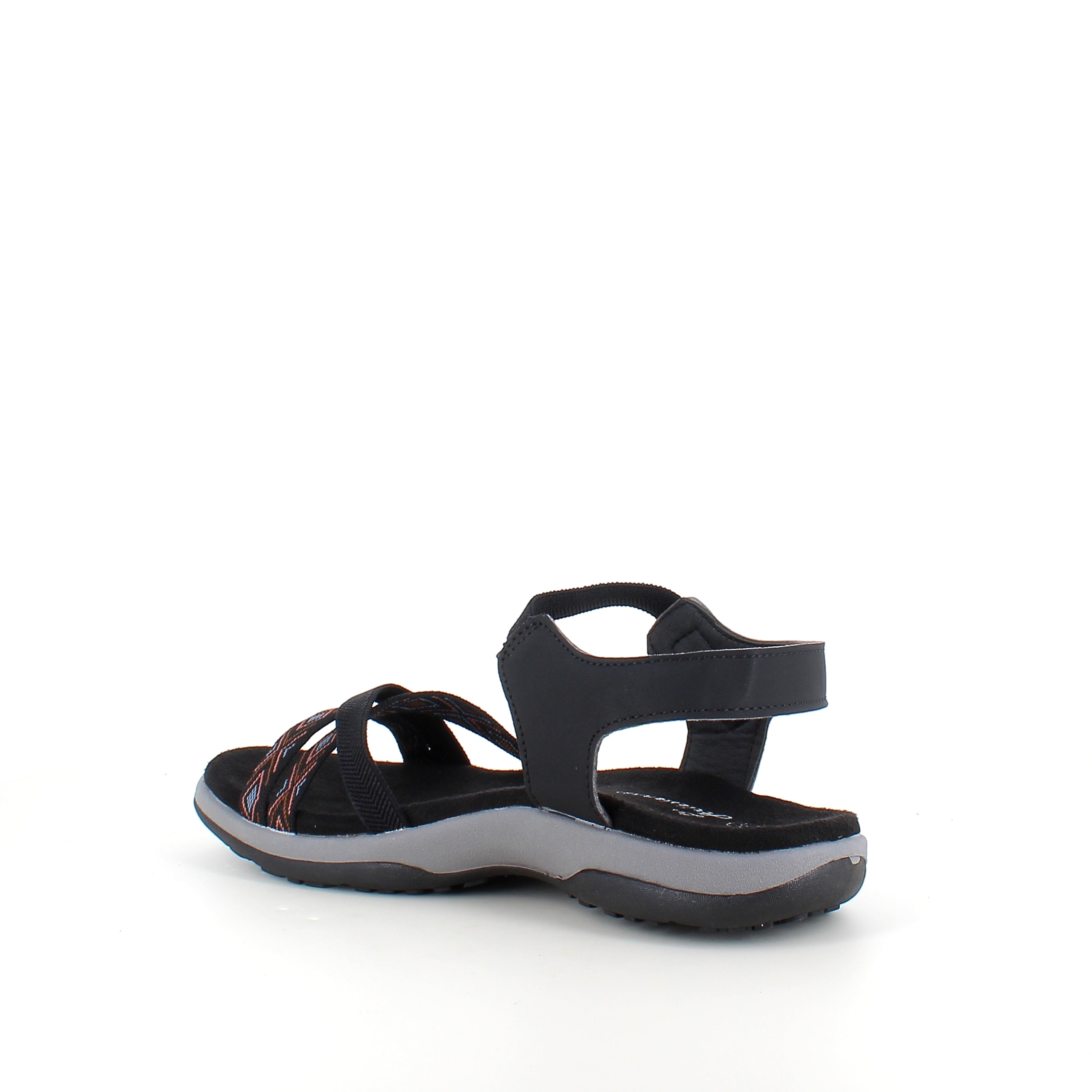 Svart sandal med elastikkremmer & borrelås – klassisk & anvendelig