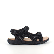 Herresandal med 3 velcroremmer – svart sandal med god bredde