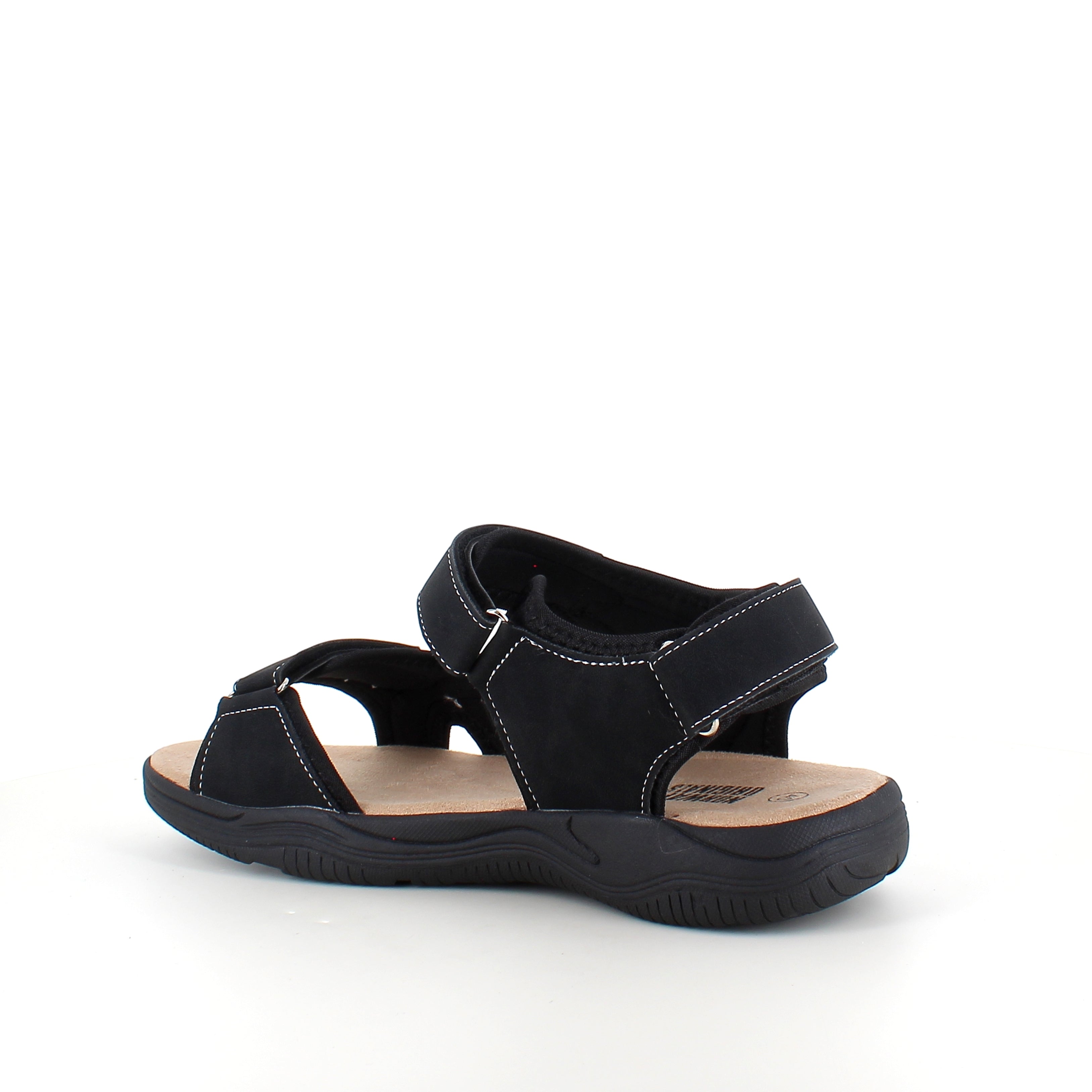 Herresandal med 3 velcroremmer – svart sandal med god bredde