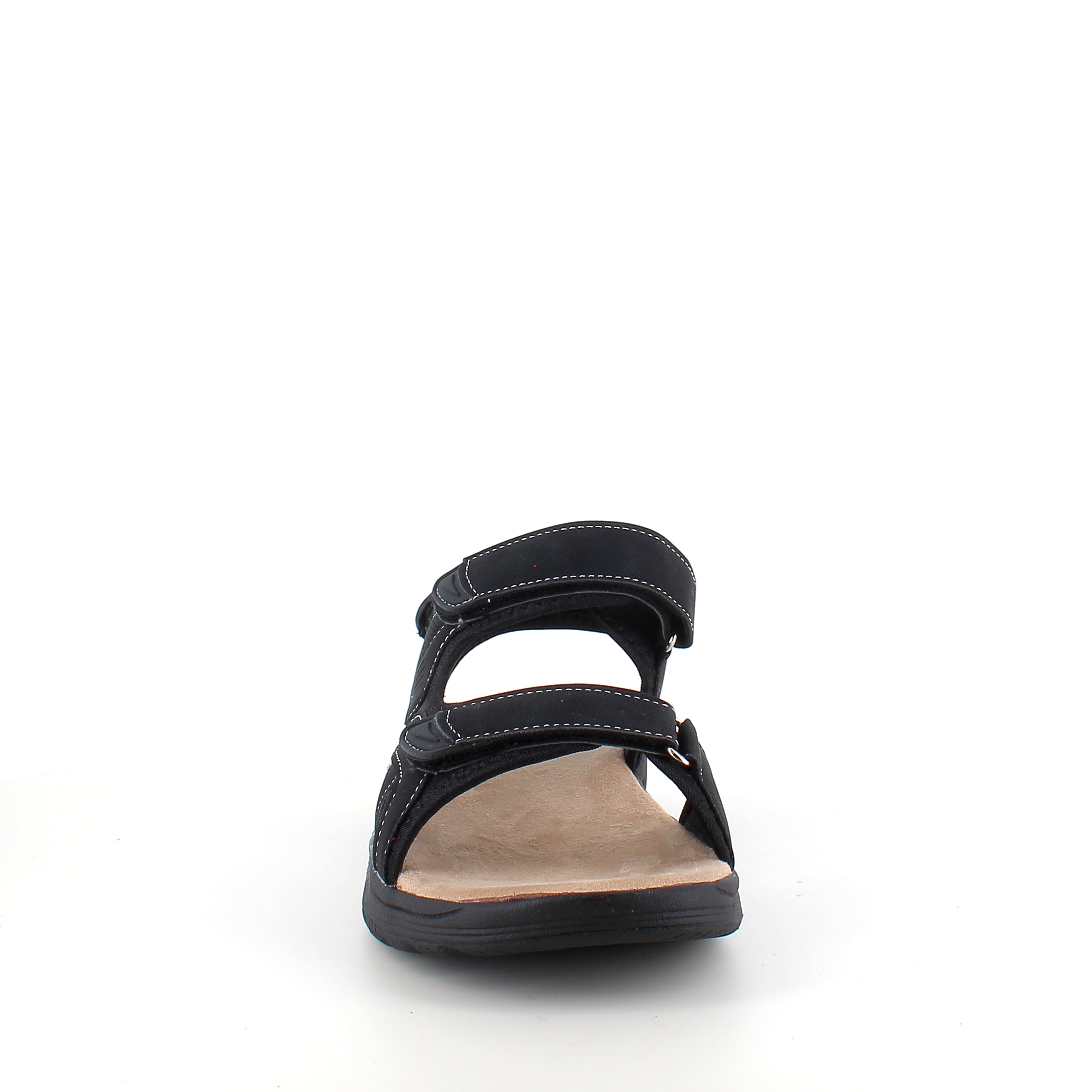 Herresandal med 3 velcroremmer – svart sandal med god bredde