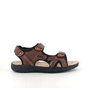 Herresandal med 3 borrelåsremmer – brun sandal med god bredde