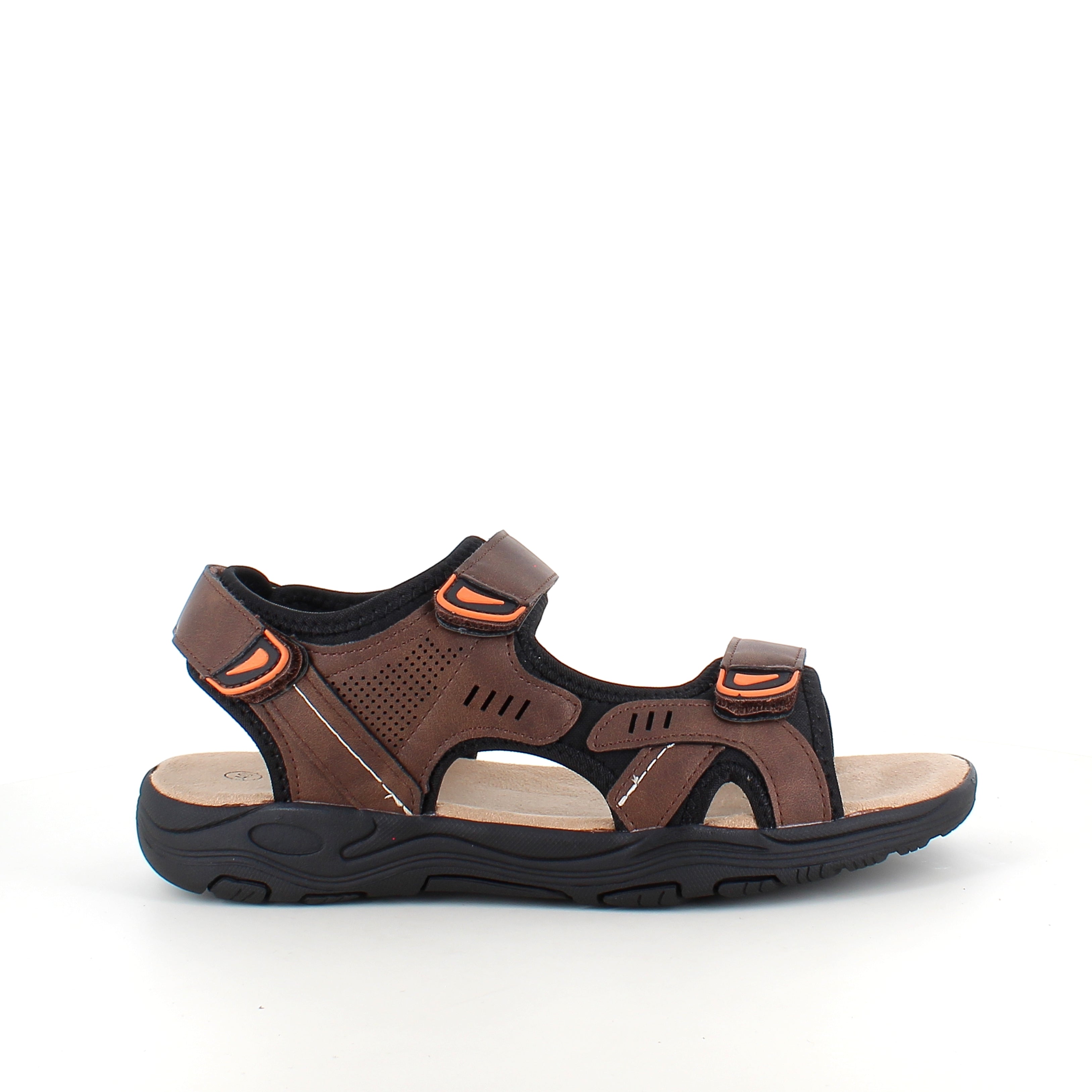 Herresandal med 3 borrelåsremmer – brun sandal med god bredde