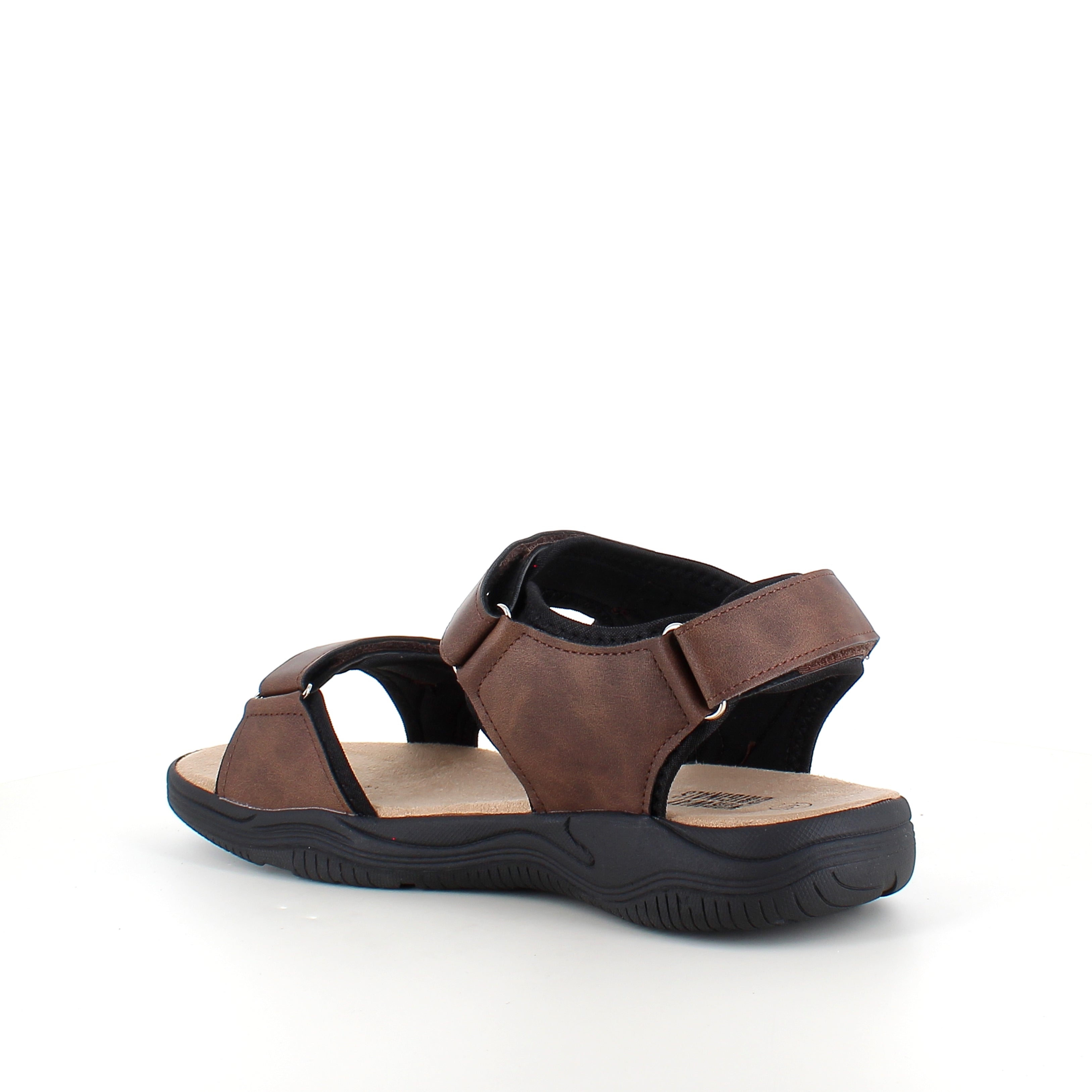 Herresandal med 3 borrelåsremmer – brun sandal med god bredde
