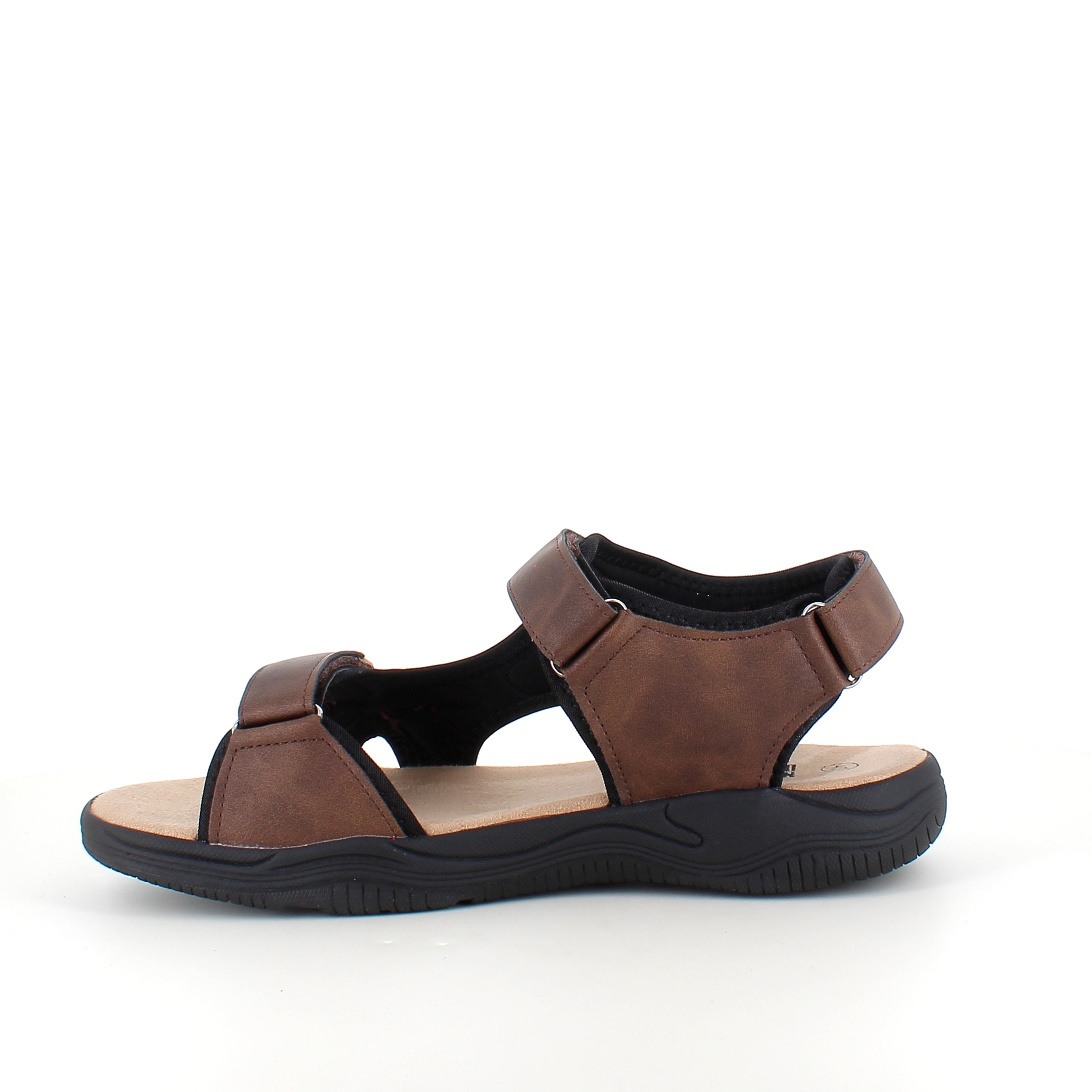 Herresandal med 3 borrelåsremmer – brun sandal med god bredde
