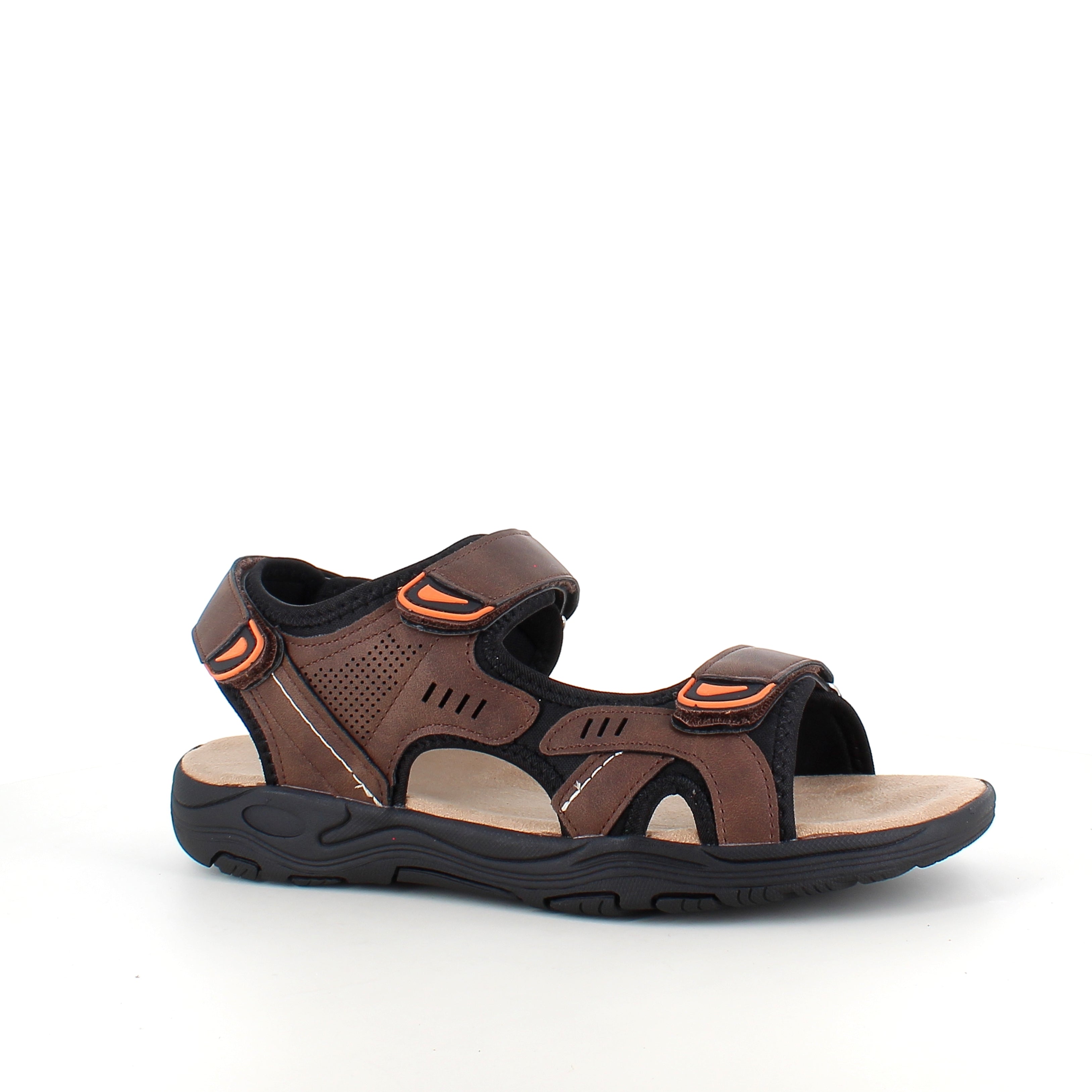 Herresandal med 3 borrelåsremmer – brun sandal med god bredde