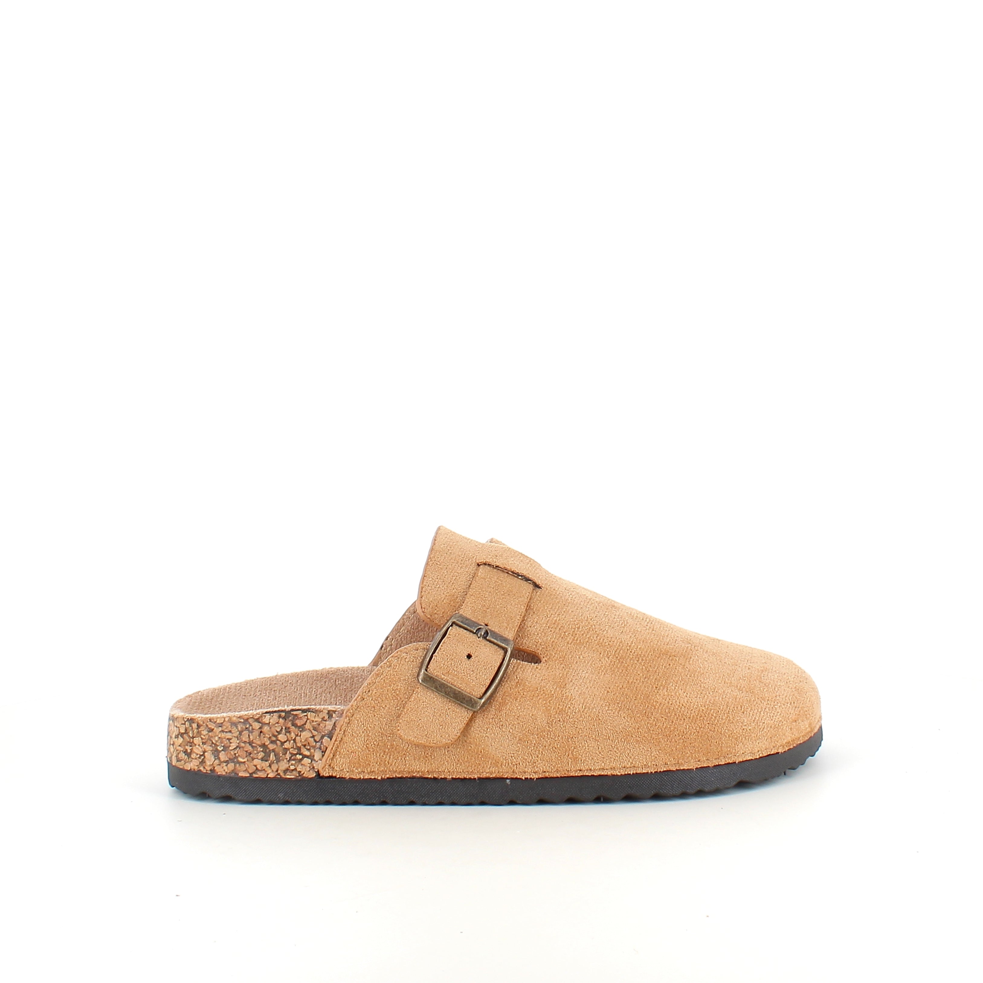 Lys brun slip-on sandal i tekstil – lett og naturlig modell