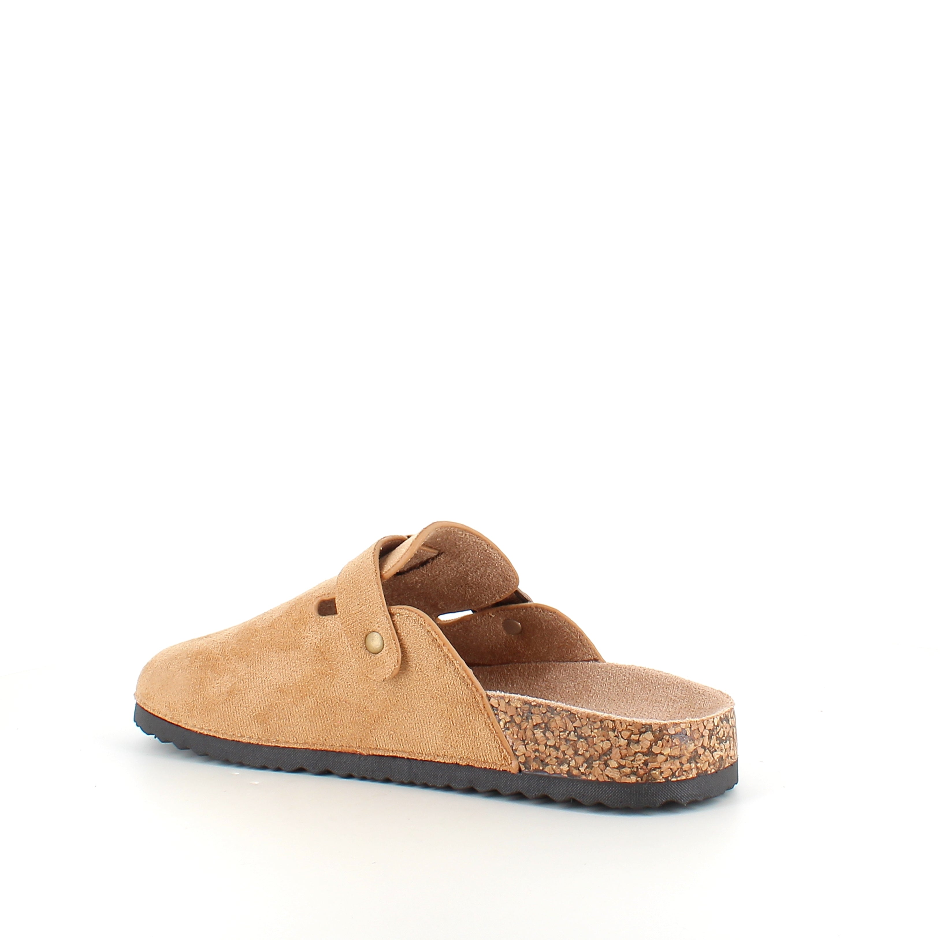 Lys brun slip-on sandal i tekstil – lett og naturlig modell