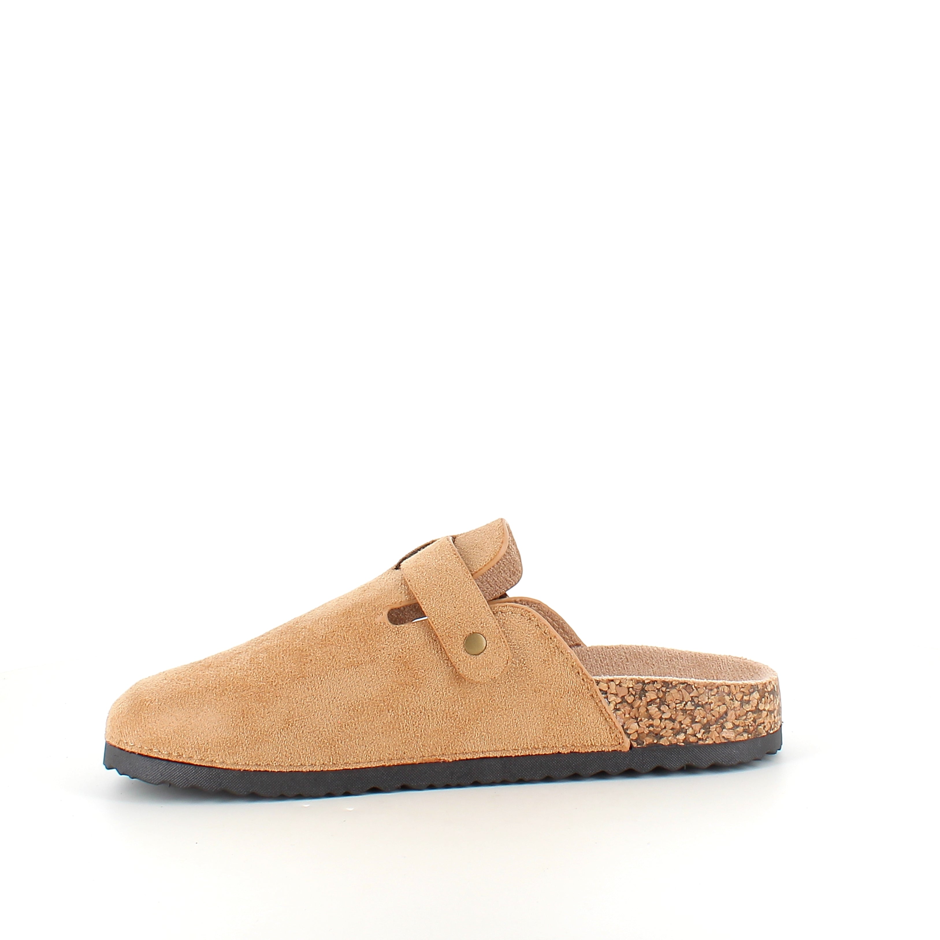 Lys brun slip-on sandal i tekstil – lett og naturlig modell