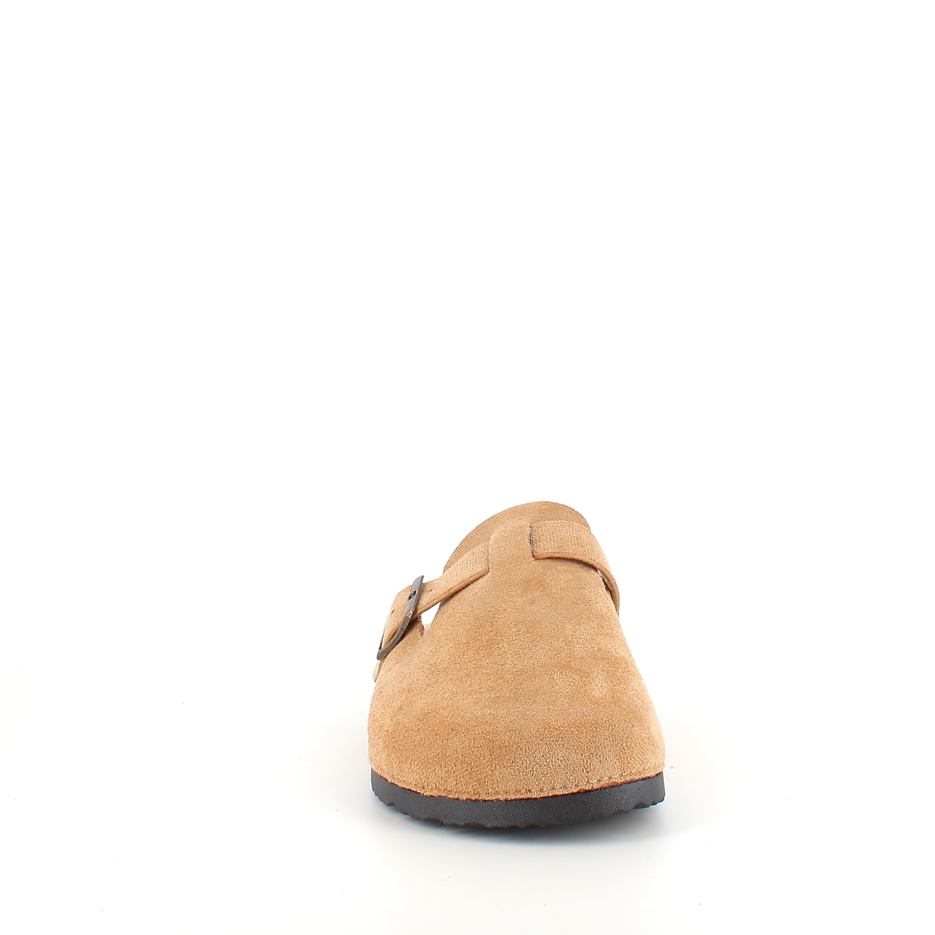Lysebrun slip-on sandal i tekstil – lett og naturlig modell