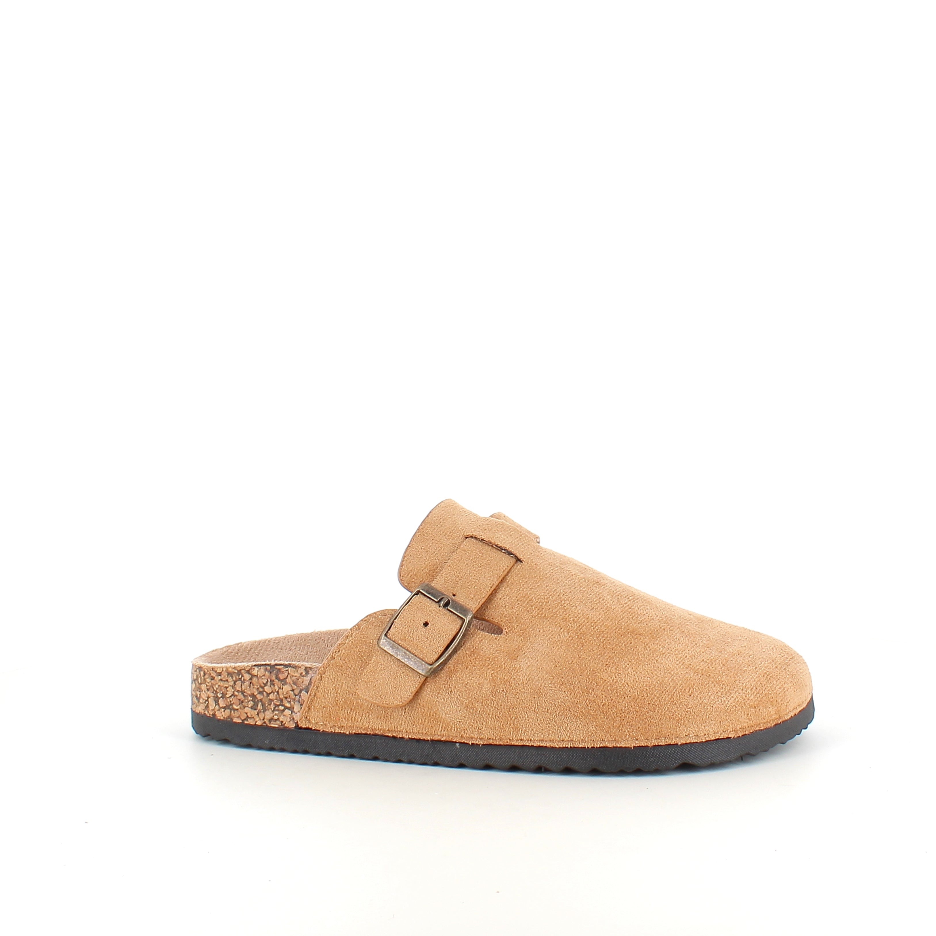 Lys brun slip-on sandal i tekstil – lett og naturlig modell