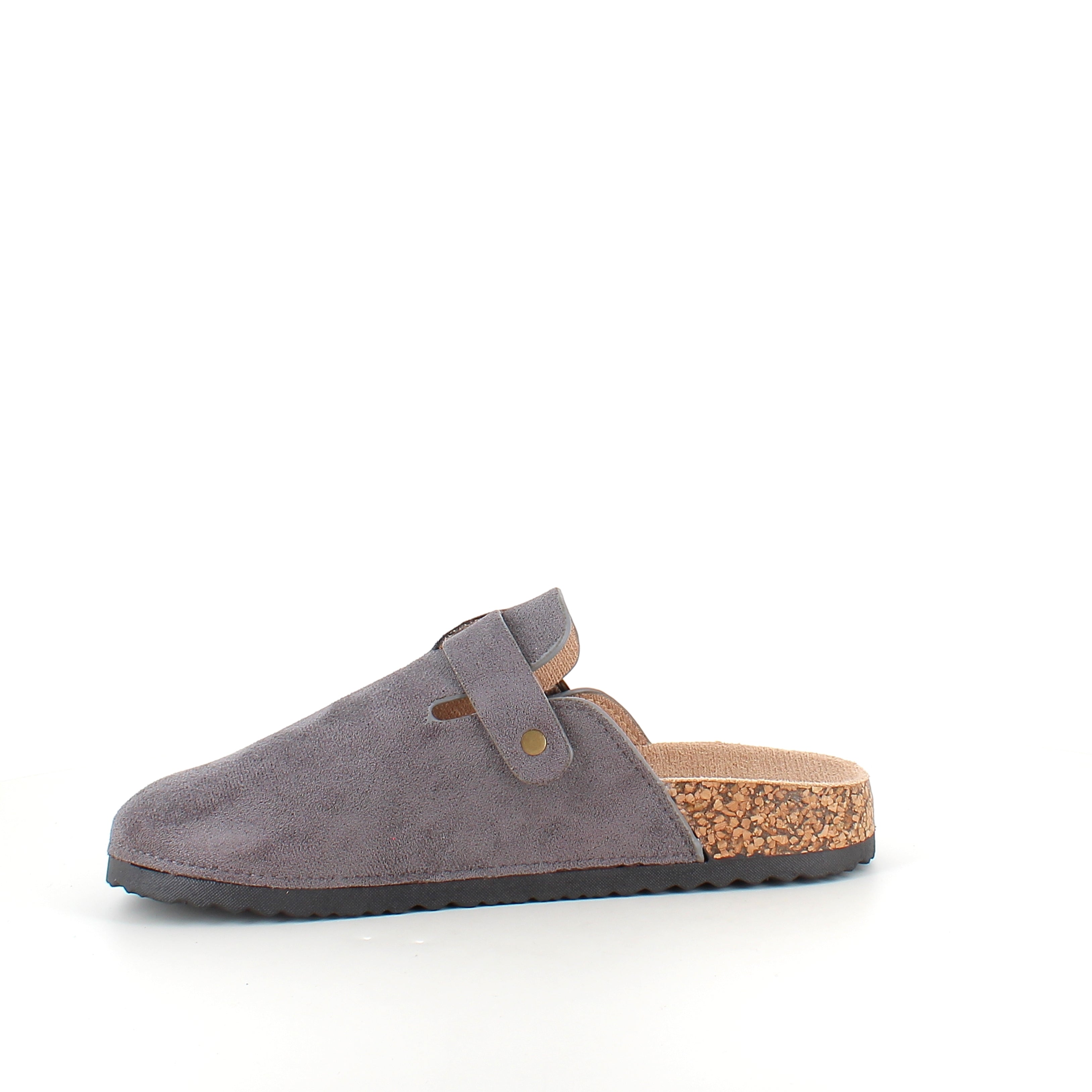 Grå slip-on sandal i tekstil – enkel og stilren modell