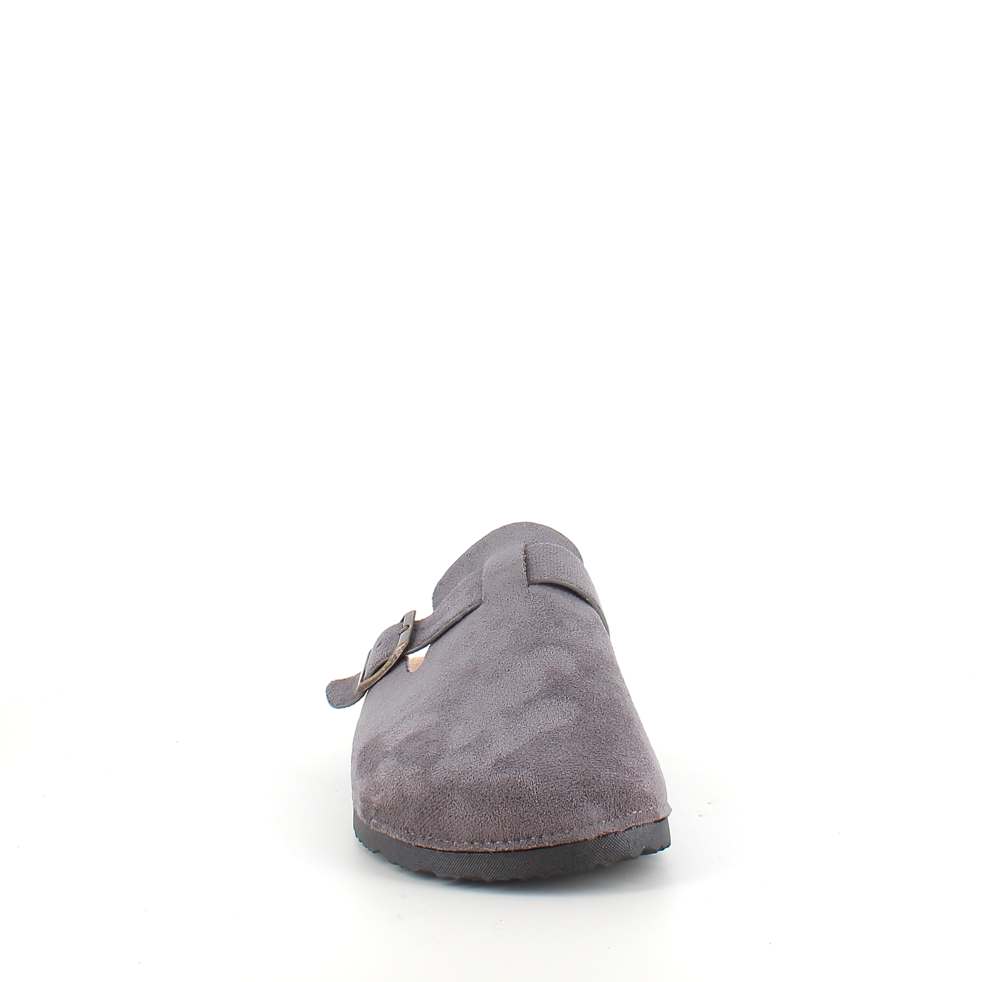 Grå slip-on sandal i tekstil – enkel og stilren modell
