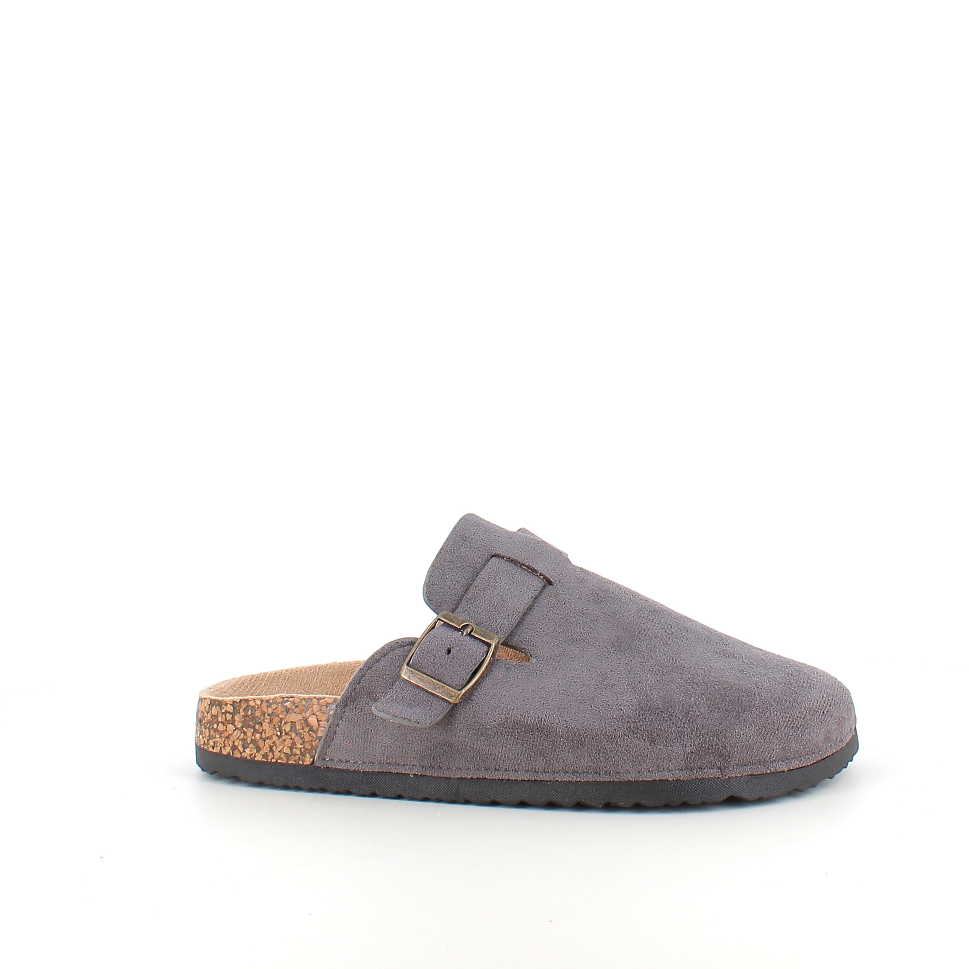 Grå slip-on sandal i tekstil – enkel og stilren modell