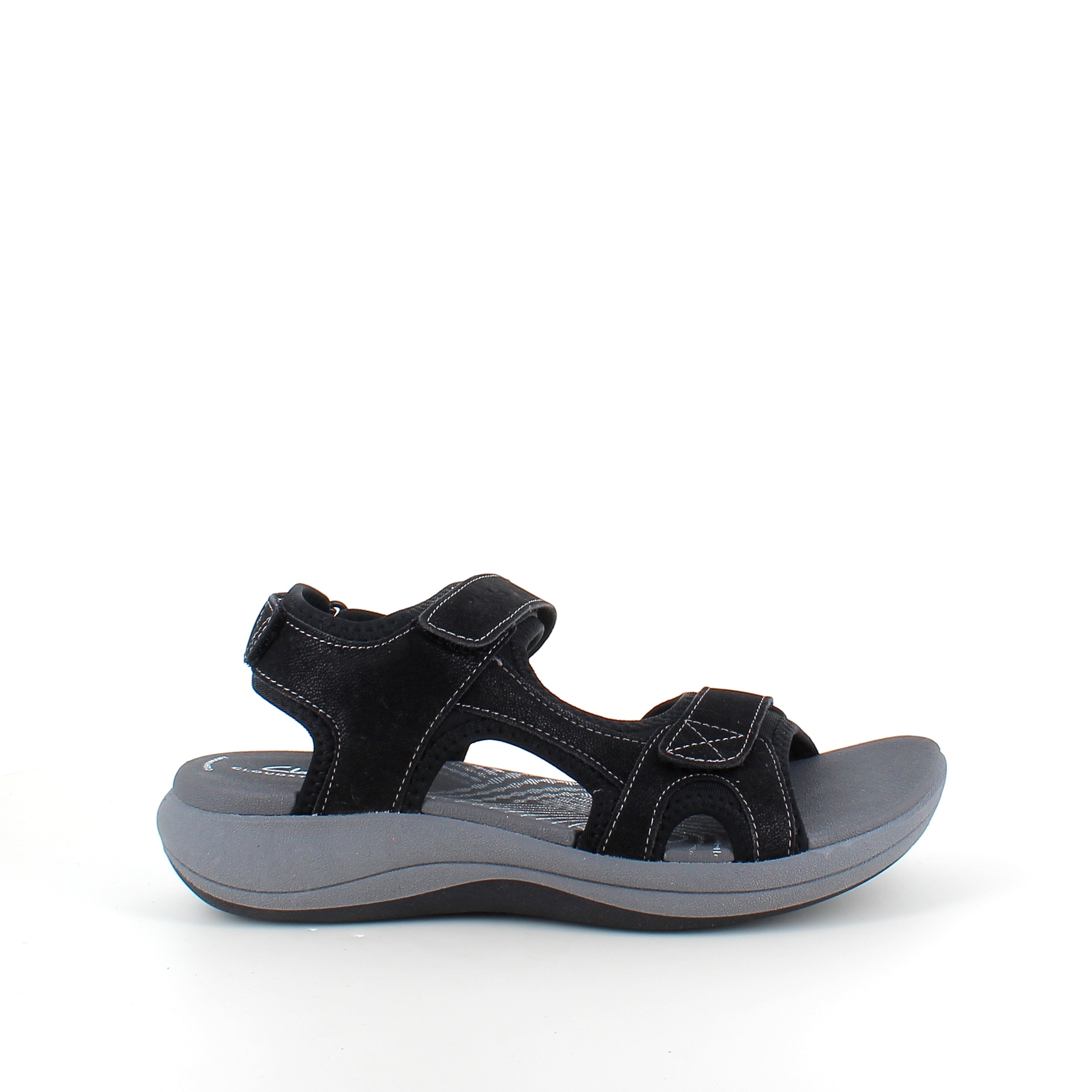 Clarks Cloudsteppers sandal i svart – myk komfort og støtabsorbering hele dagen