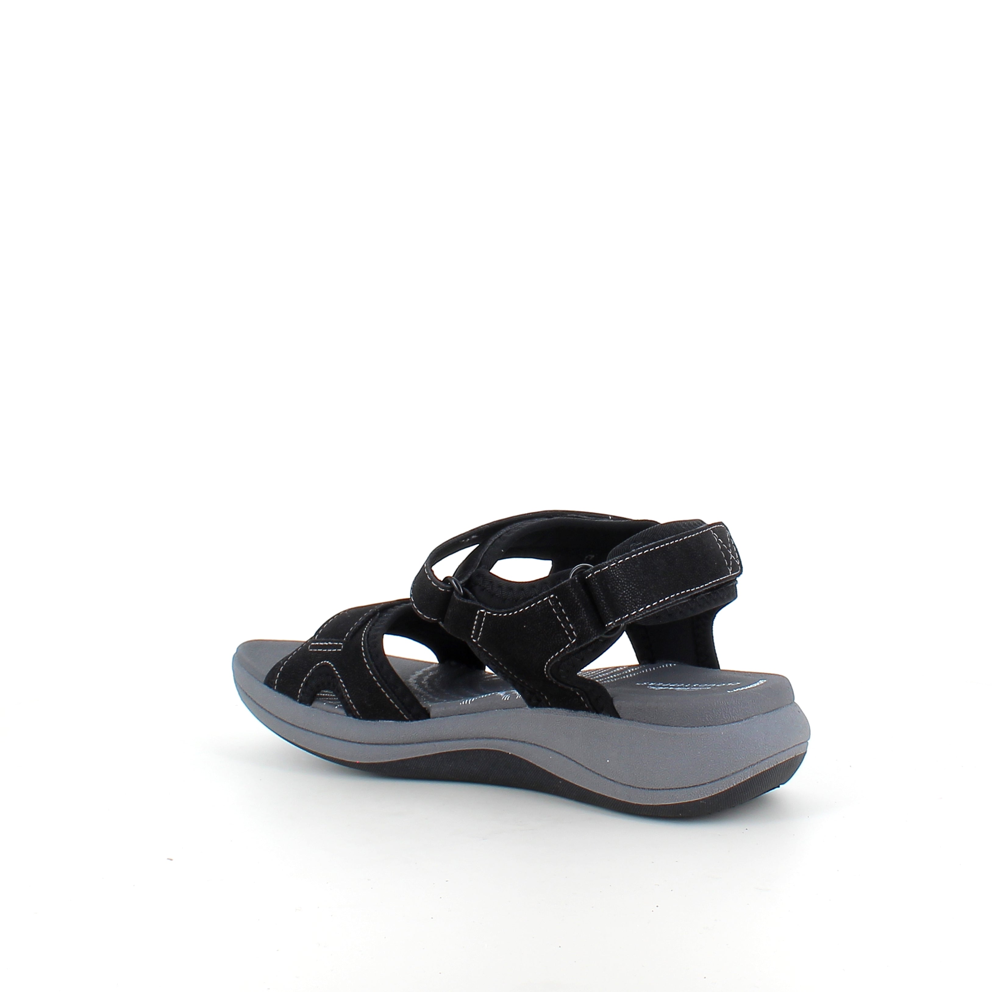 Clarks Cloudsteppers sandal i svart – myk komfort og støtabsorbering hele dagen