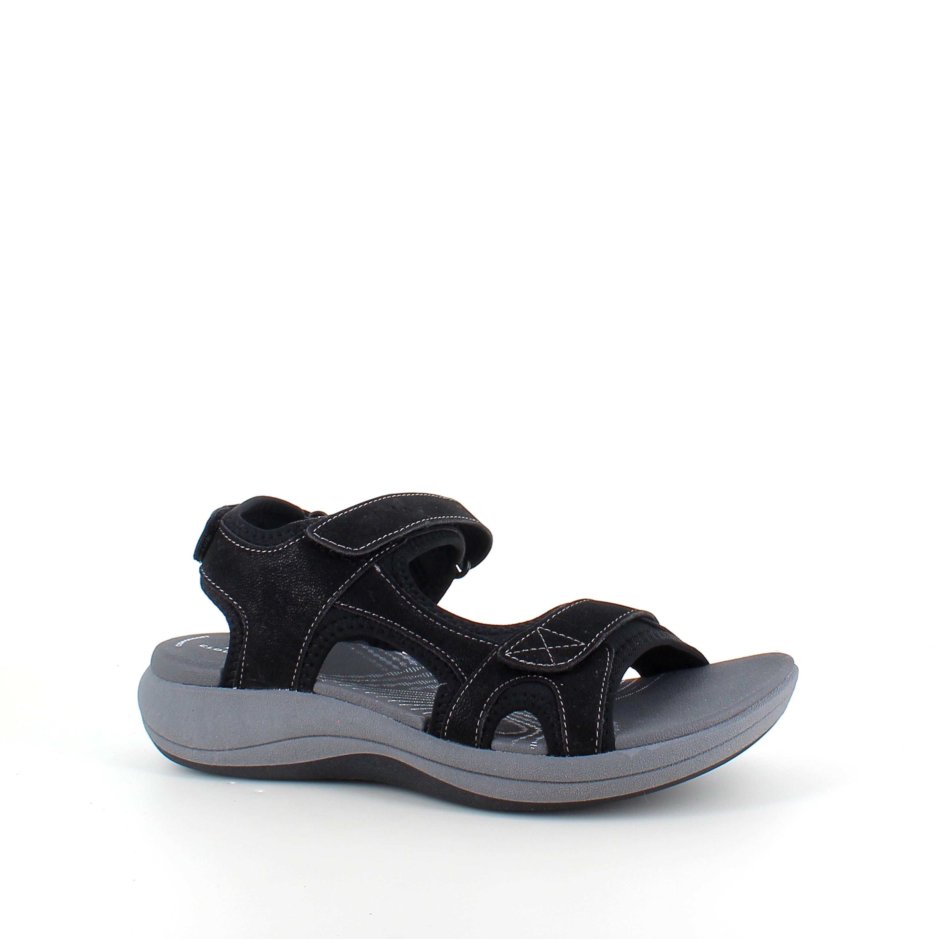 Clarks Cloudsteppers sandal i svart – myk komfort og støtabsorbering hele dagen