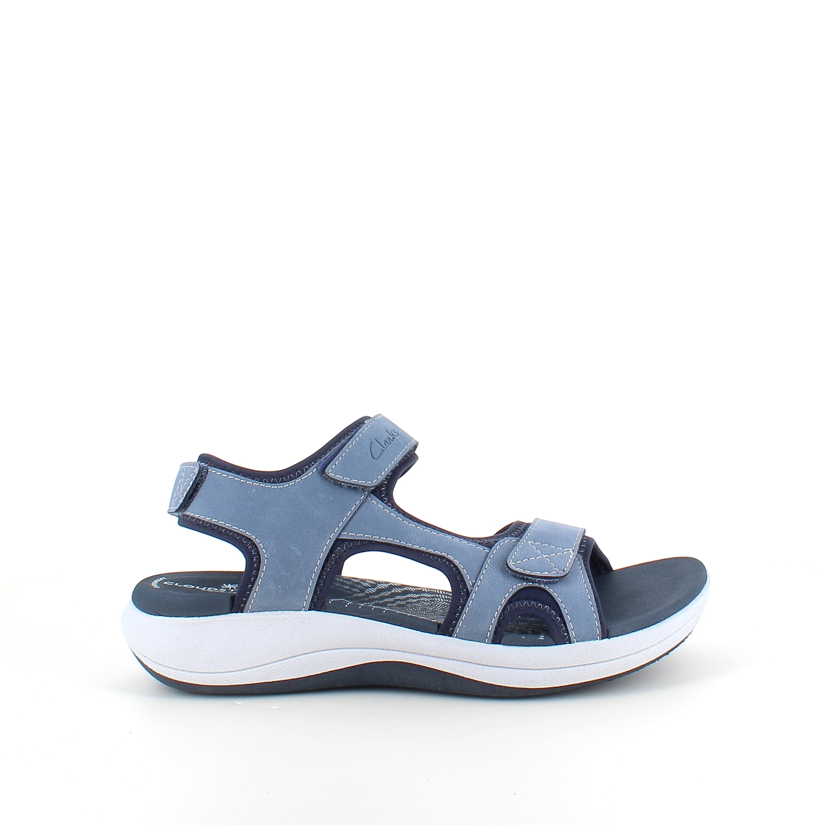 Clarks Cloudsteppers sandal i blå – myk & støttende sandal for aktive dager