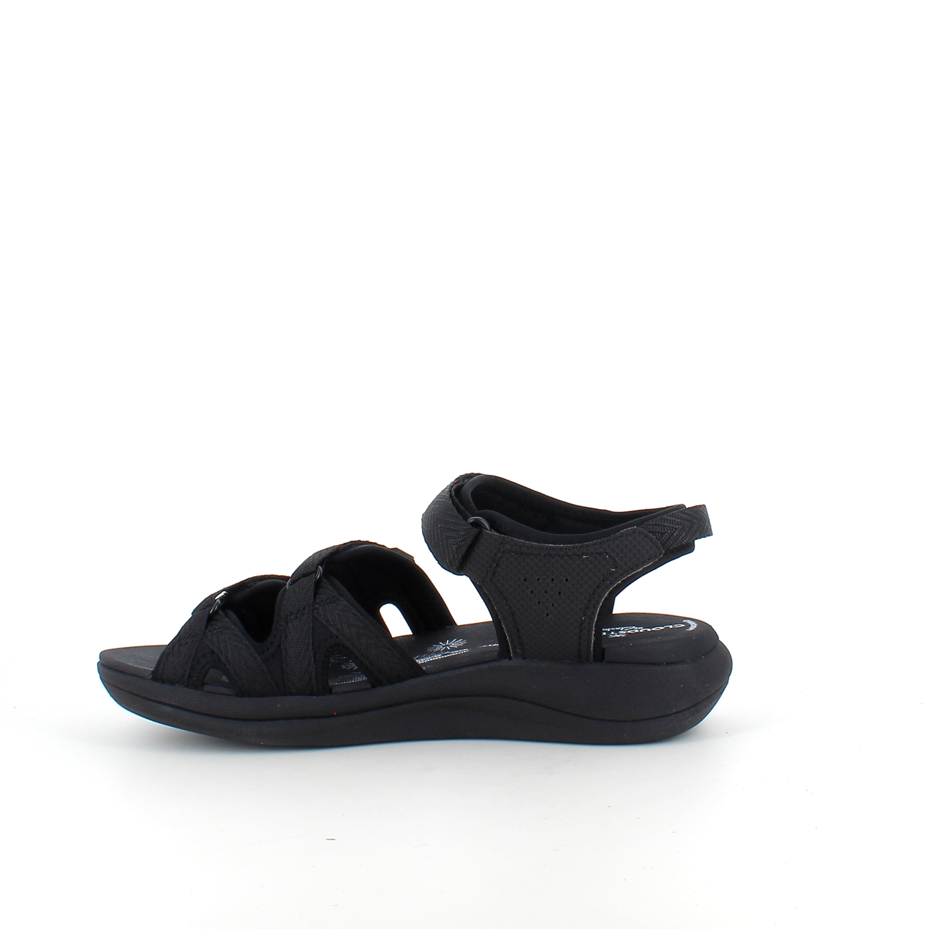 Clarks Cloudsteppers sandal i svart – lett & støtabsorberende komfort for lange dager