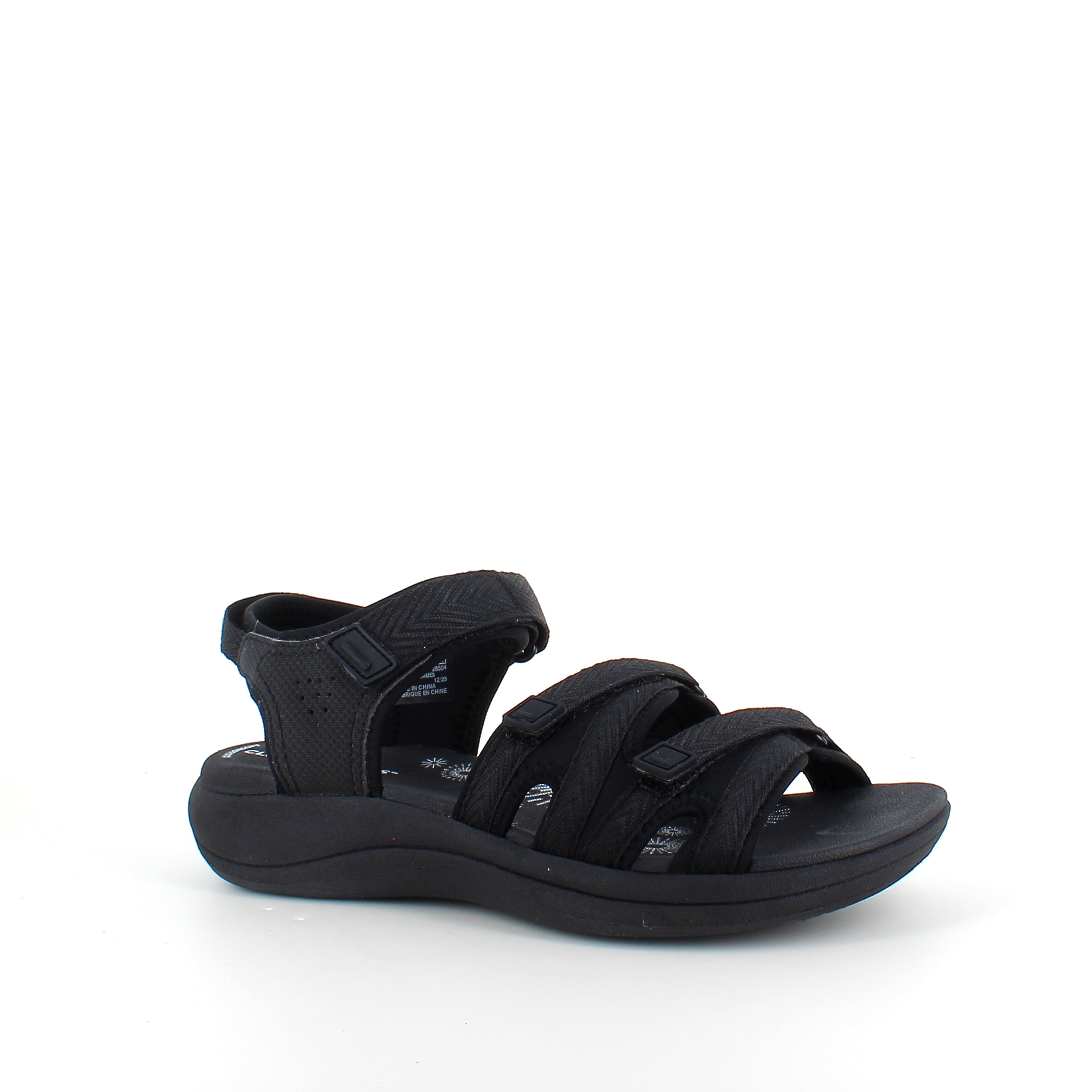 Clarks Cloudsteppers sandal i sort – lett og støtabsorberende komfort for lange dager