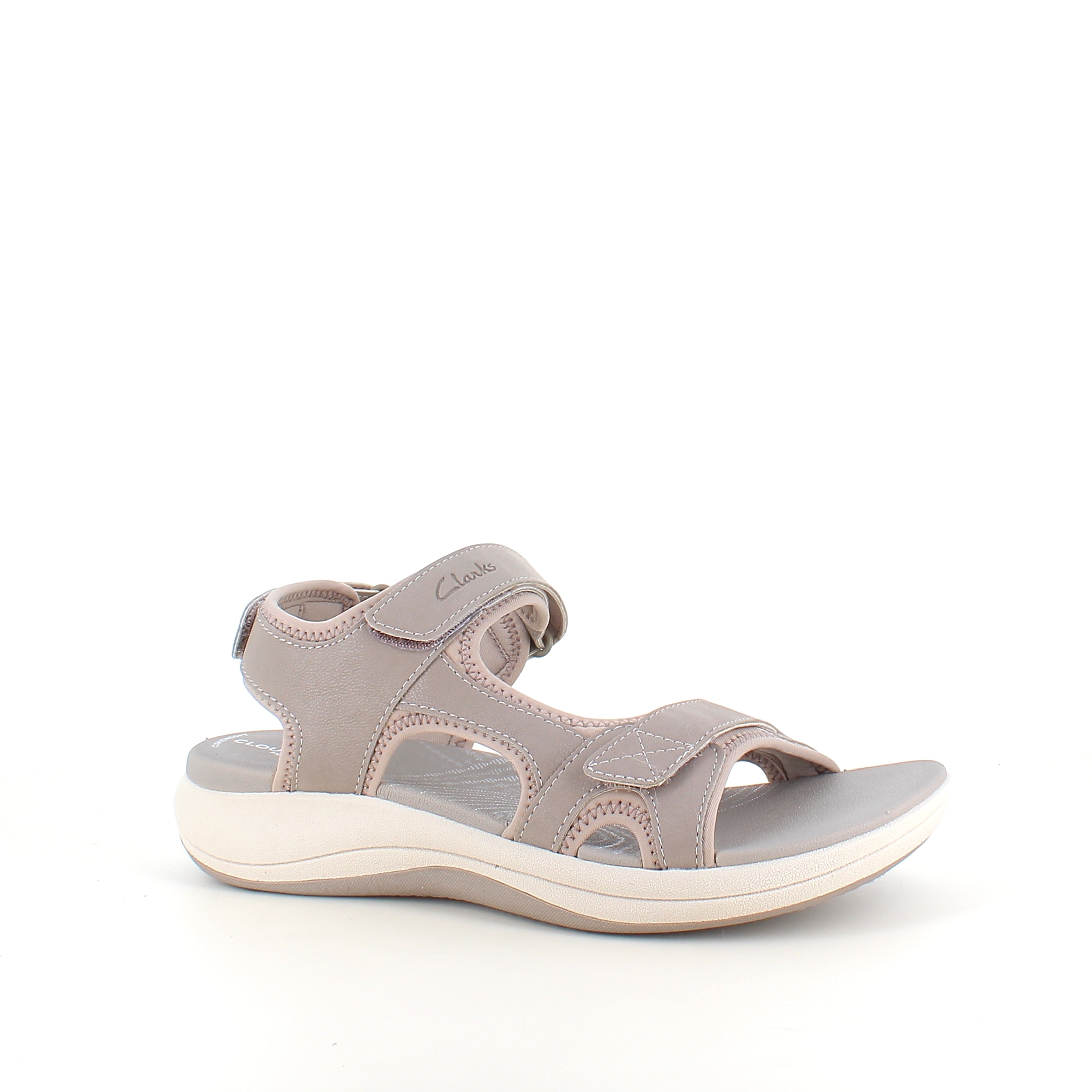 Clarks Cloudsteppers sandal i grå – lett & støttende komfort til hverdagen