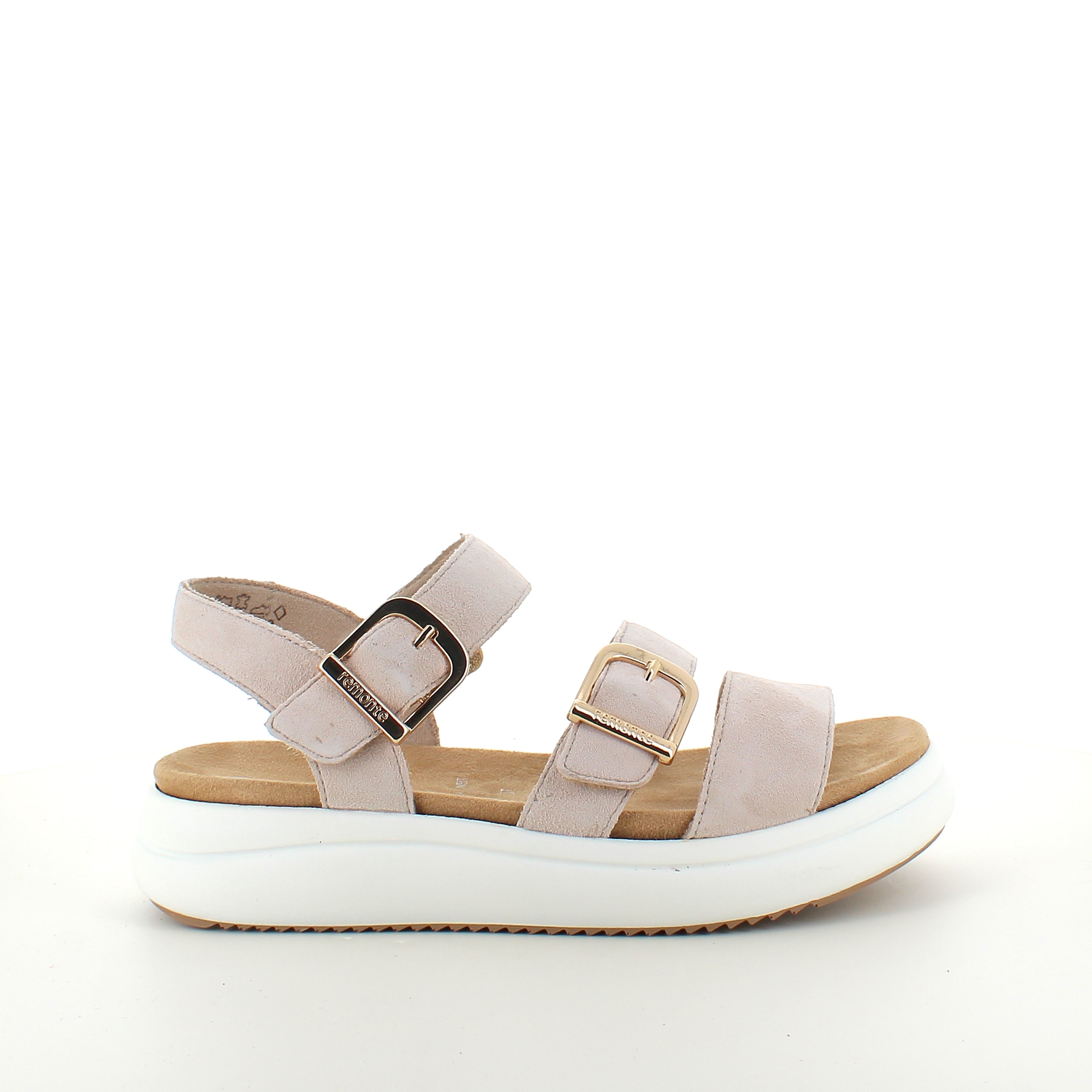 Remonte sandal i beige med hvit bunn – komfort og fleksibilitet opptil str. 45