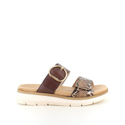 Brun slip-on sandal med slangeskinnsmønster – lett komfort & uttakbar innersåle opptil str. 45